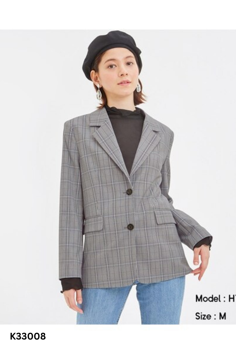 Áo vest xám GU kẻ