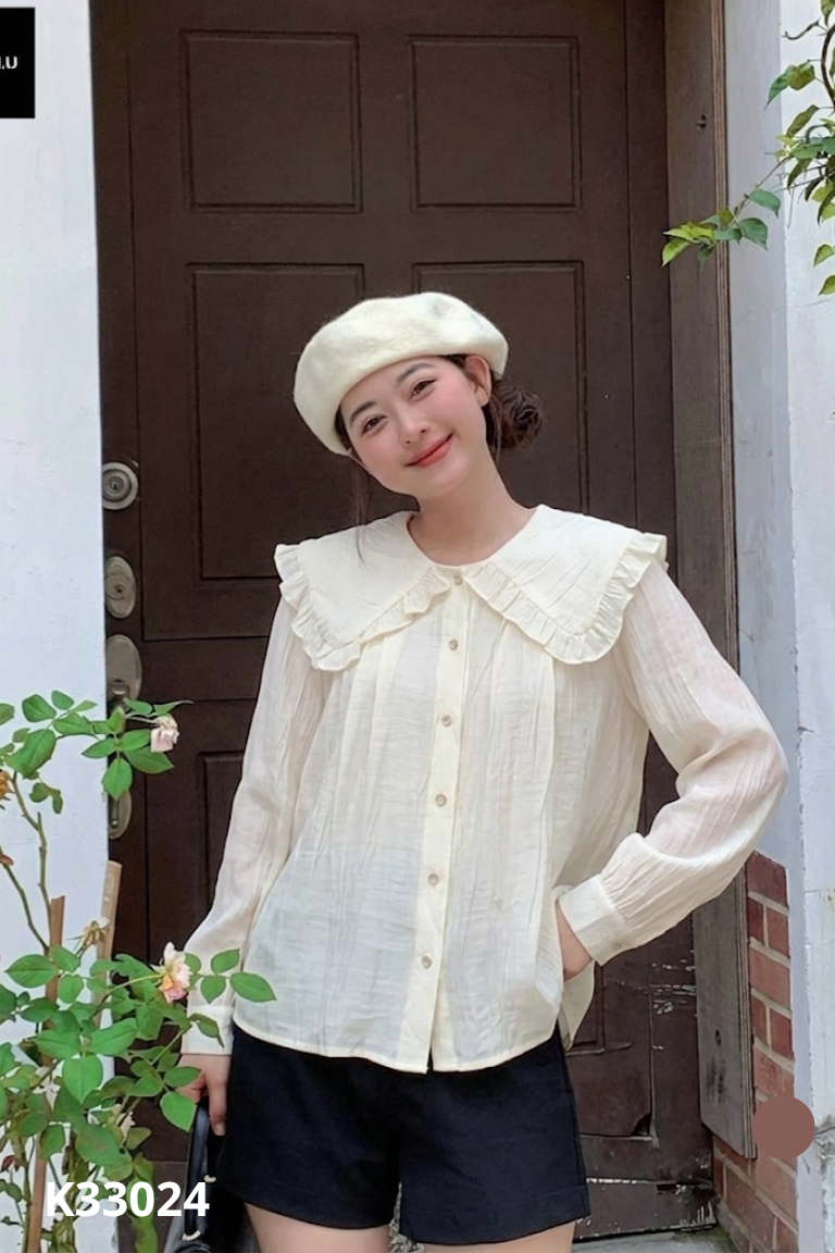 Áo be cổ sen