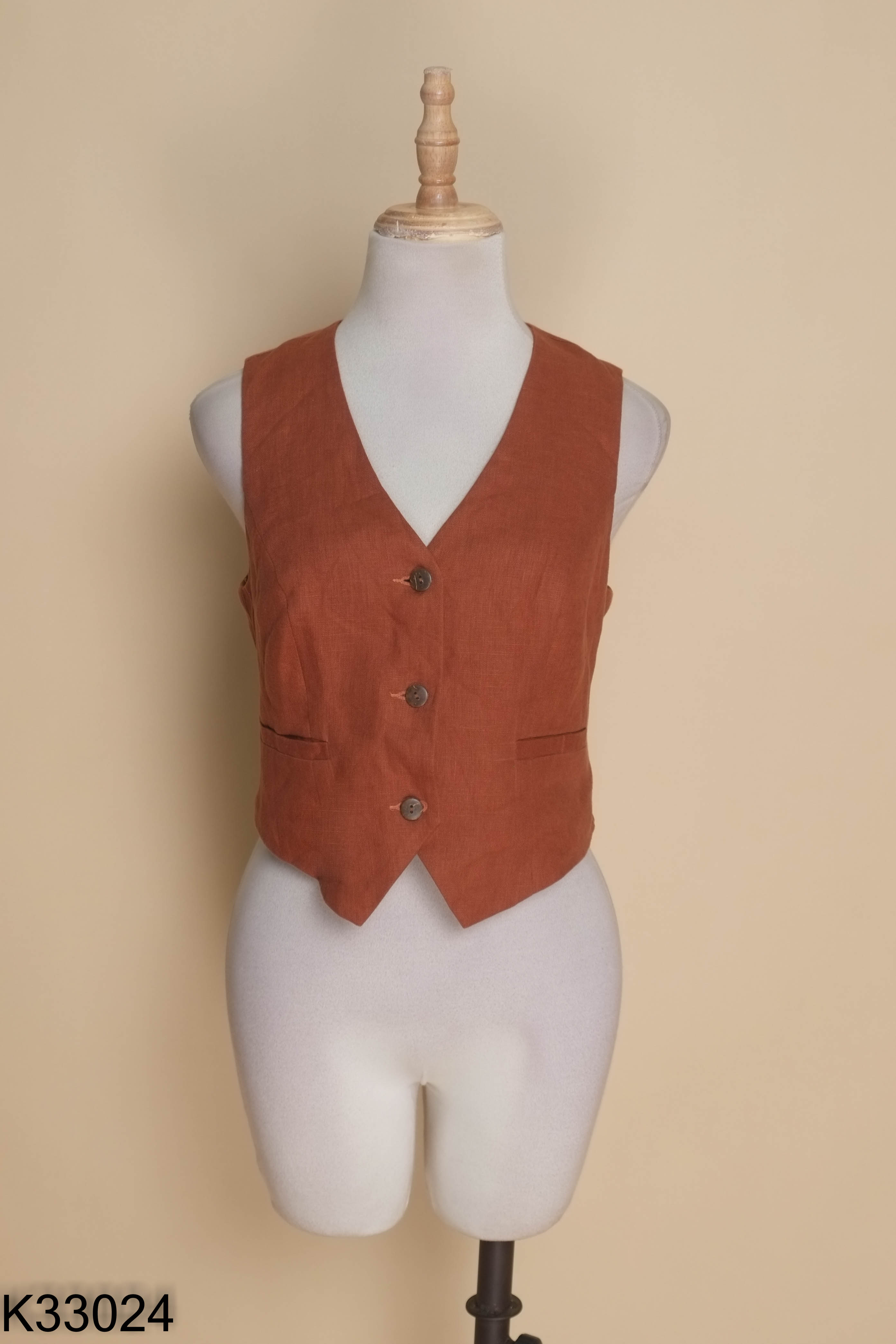 Áo gile linen ĐIỆU COLLECTION - HỘI AN nâu