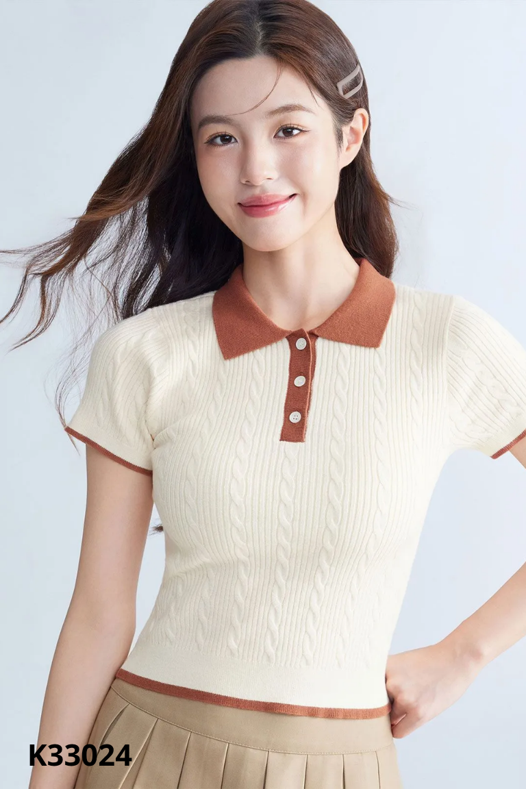 Áo len mongtoghi be cổ nâu