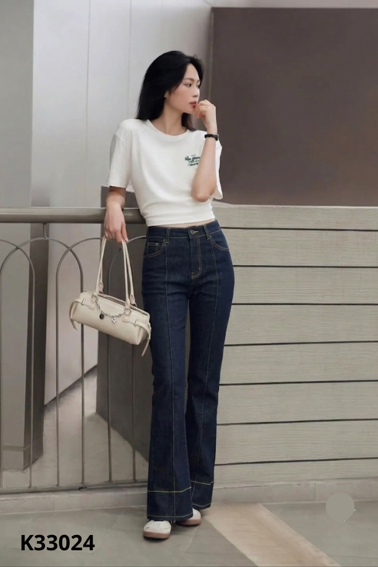 Quần jeans ROSABELLA xanh đen dáng loe