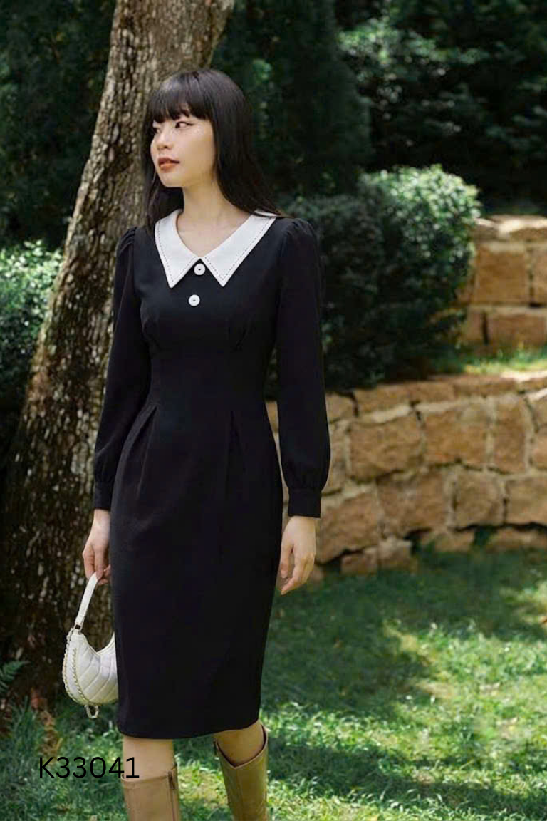 Váy D.CHIC đen cổ trắng