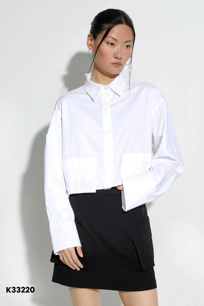 NEWTAG Áo trắng sơ mi croptop