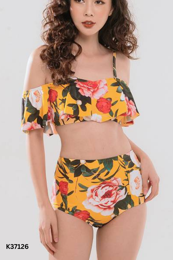 SET Bikini vàng hoa cam