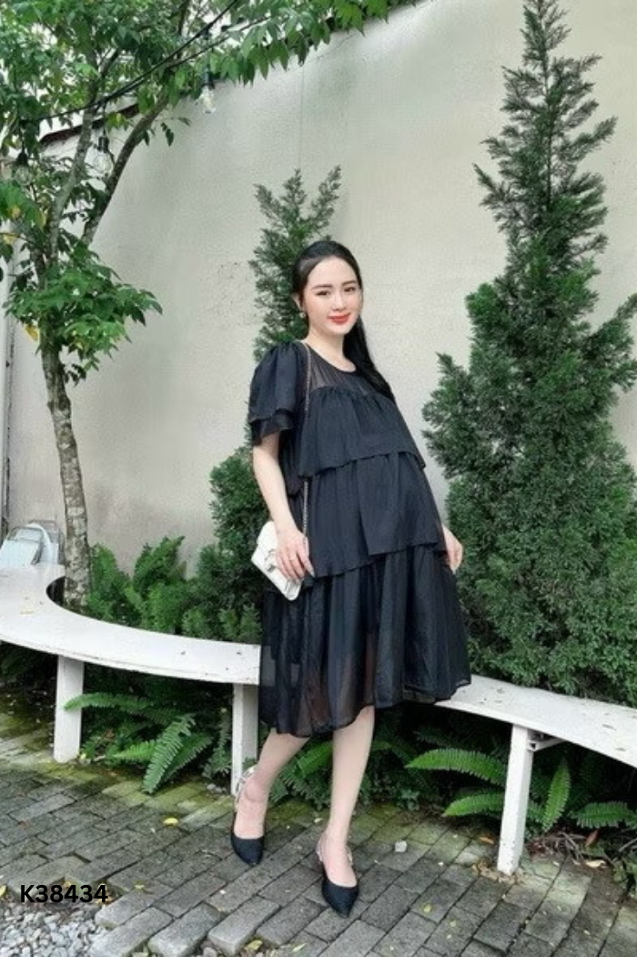 Váy dài voan đen mỏng