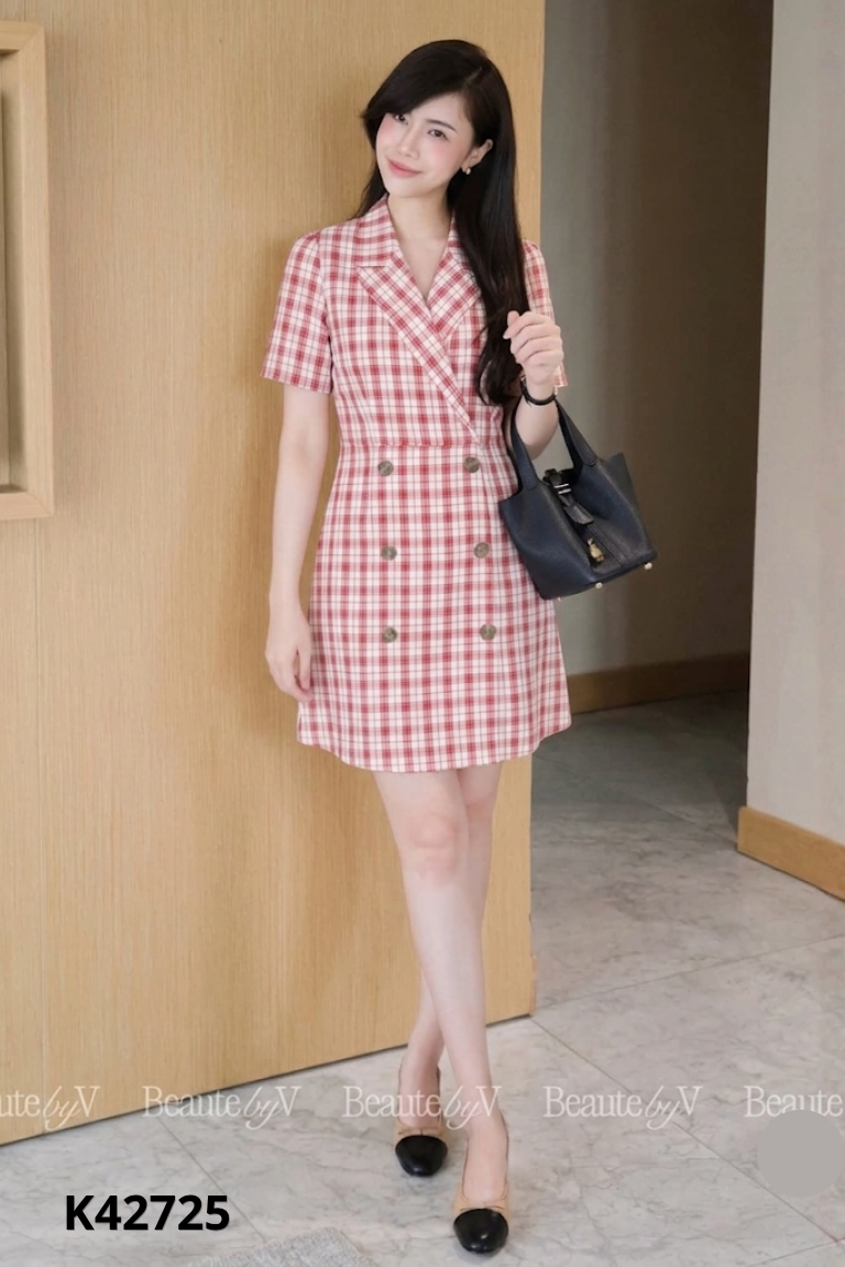 Váy BEAUTE BY V đỏ kẻ caro