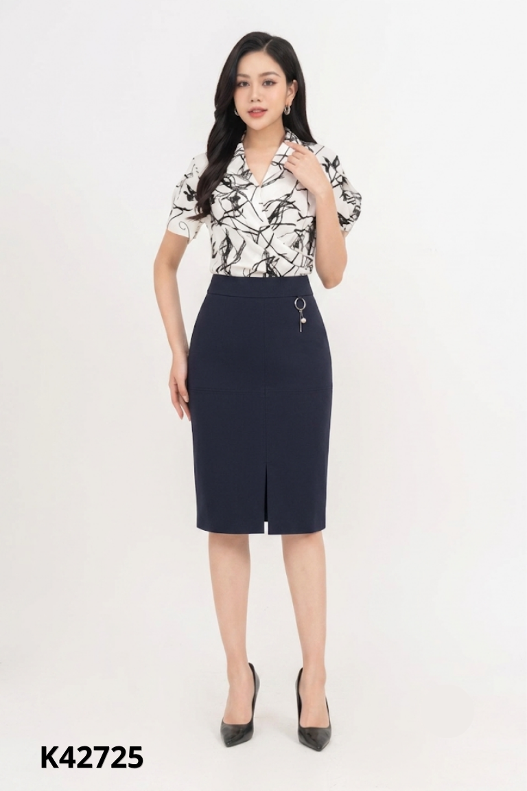 Chân váy nhỡ IVY MODA xanh than