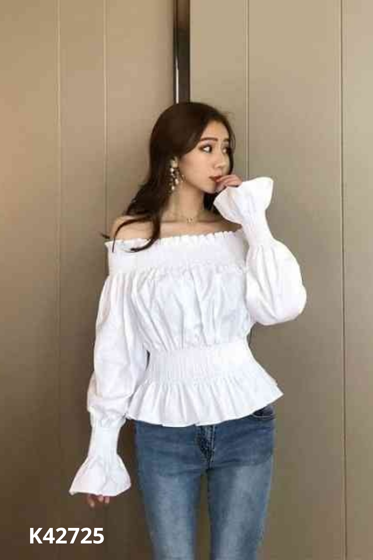NEWTAG Áo trắng TJU trễ vai