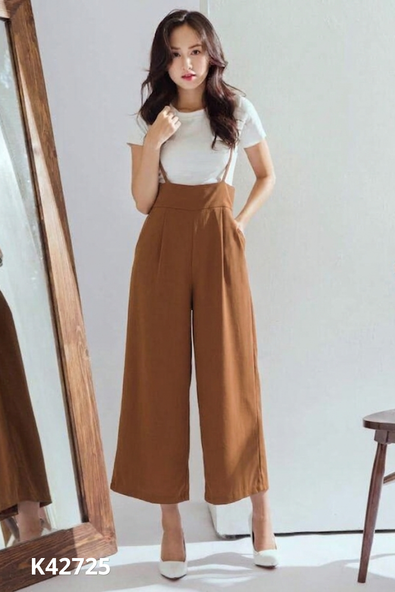 Quần yếm nâu MOSOHALI ống rộng