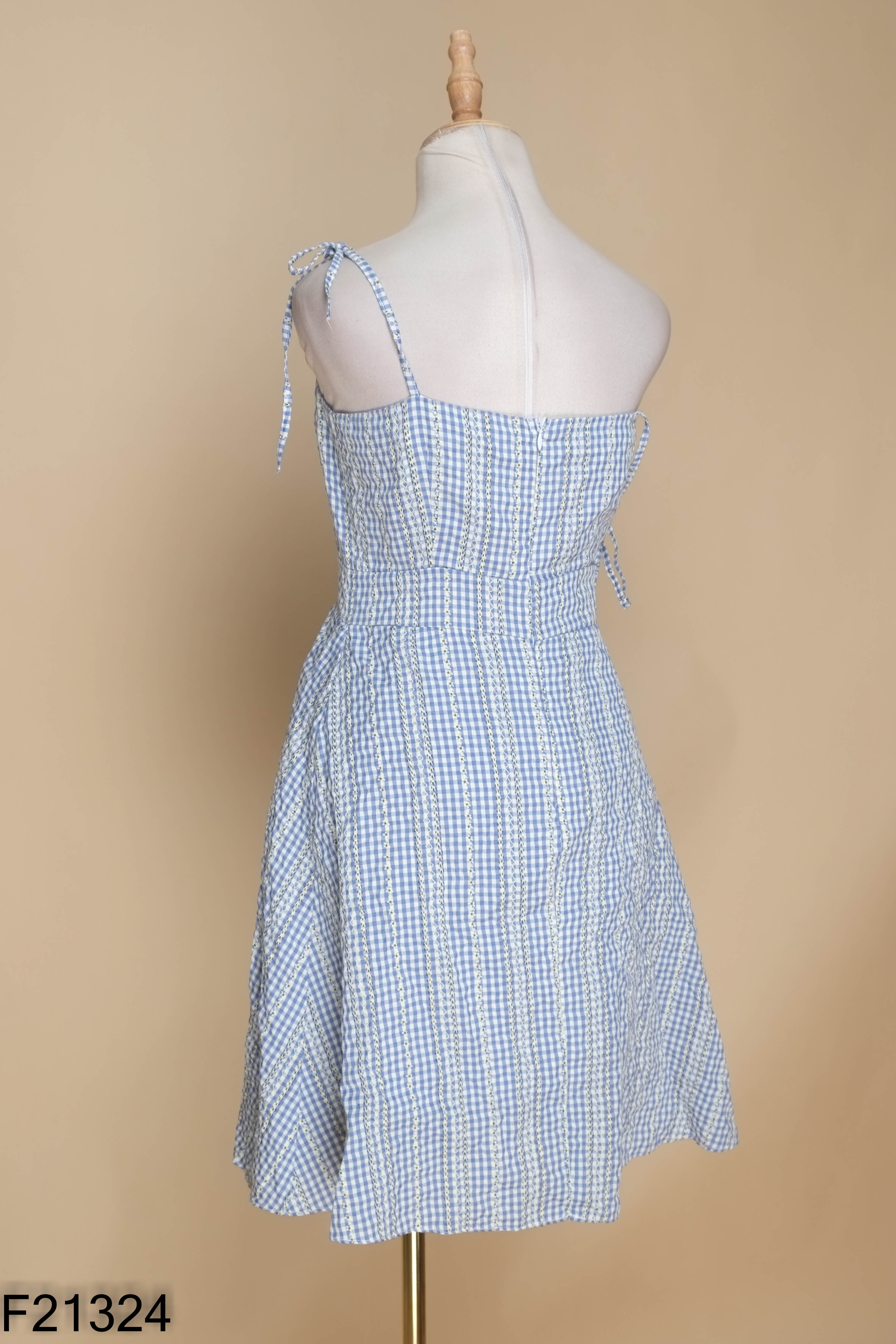 Váy xanh CHARME STORE kẻ hai dây