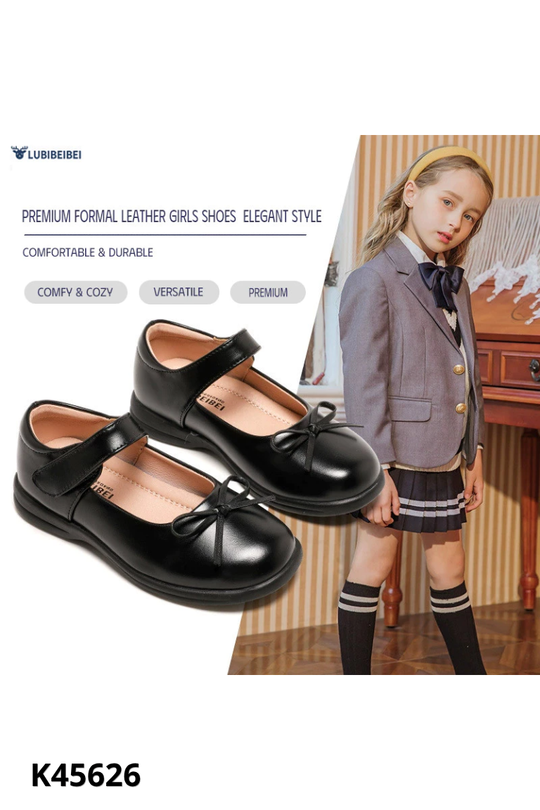 Giay bệt đen quai đính nơ KIDS