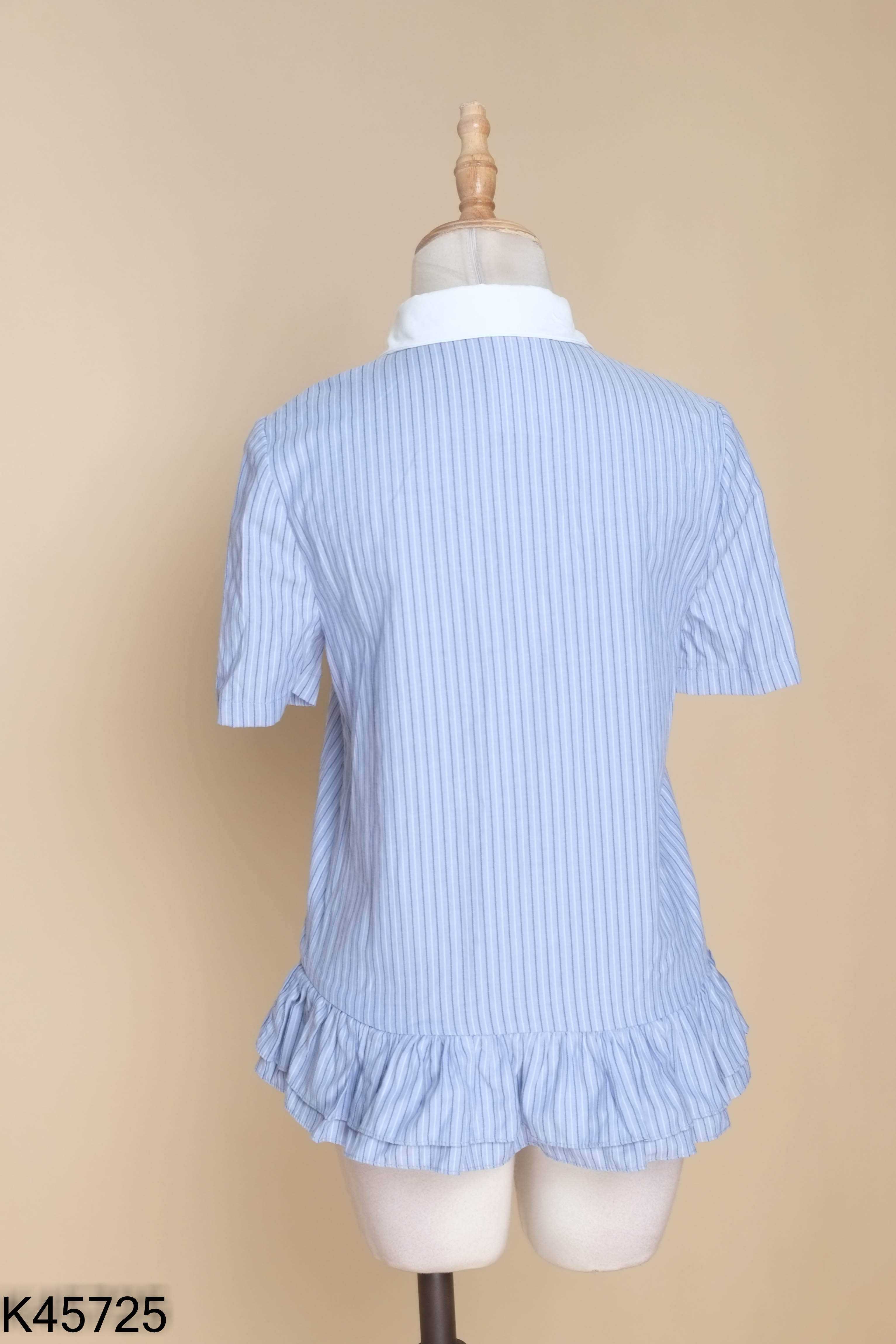 Áo HNBTN xanh sọc cổ trắng