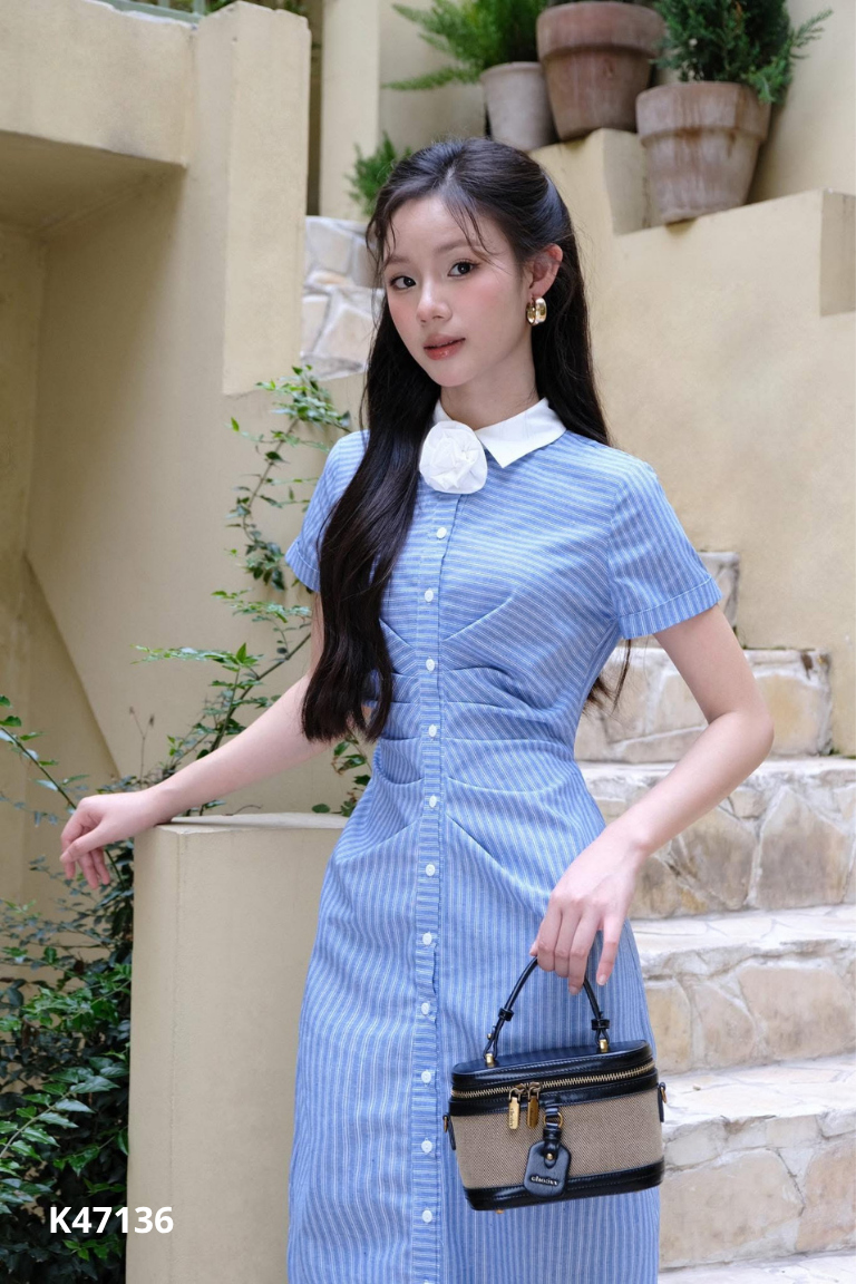 Váy xanh kẻ dài MIO LADY