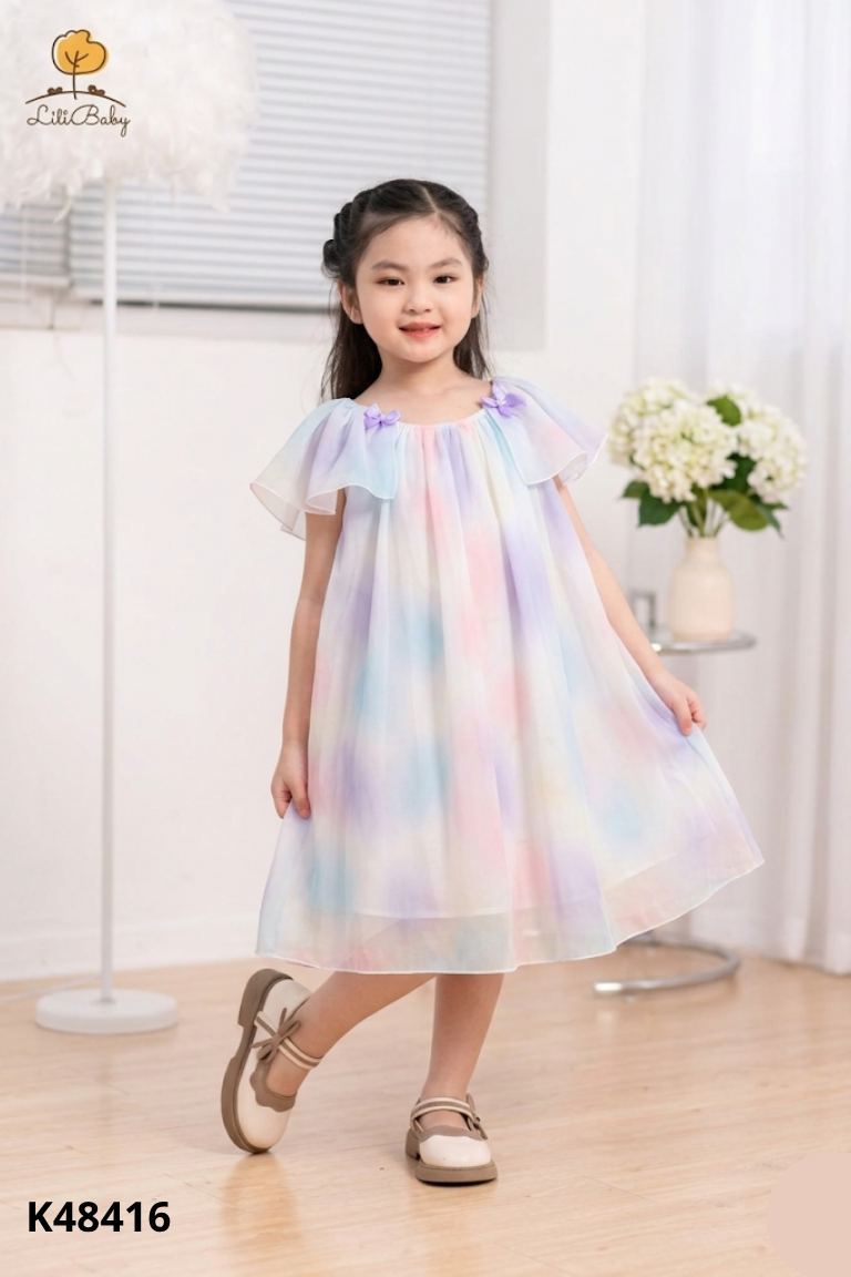 Váy voan MELISA tím loang xanh KIDS