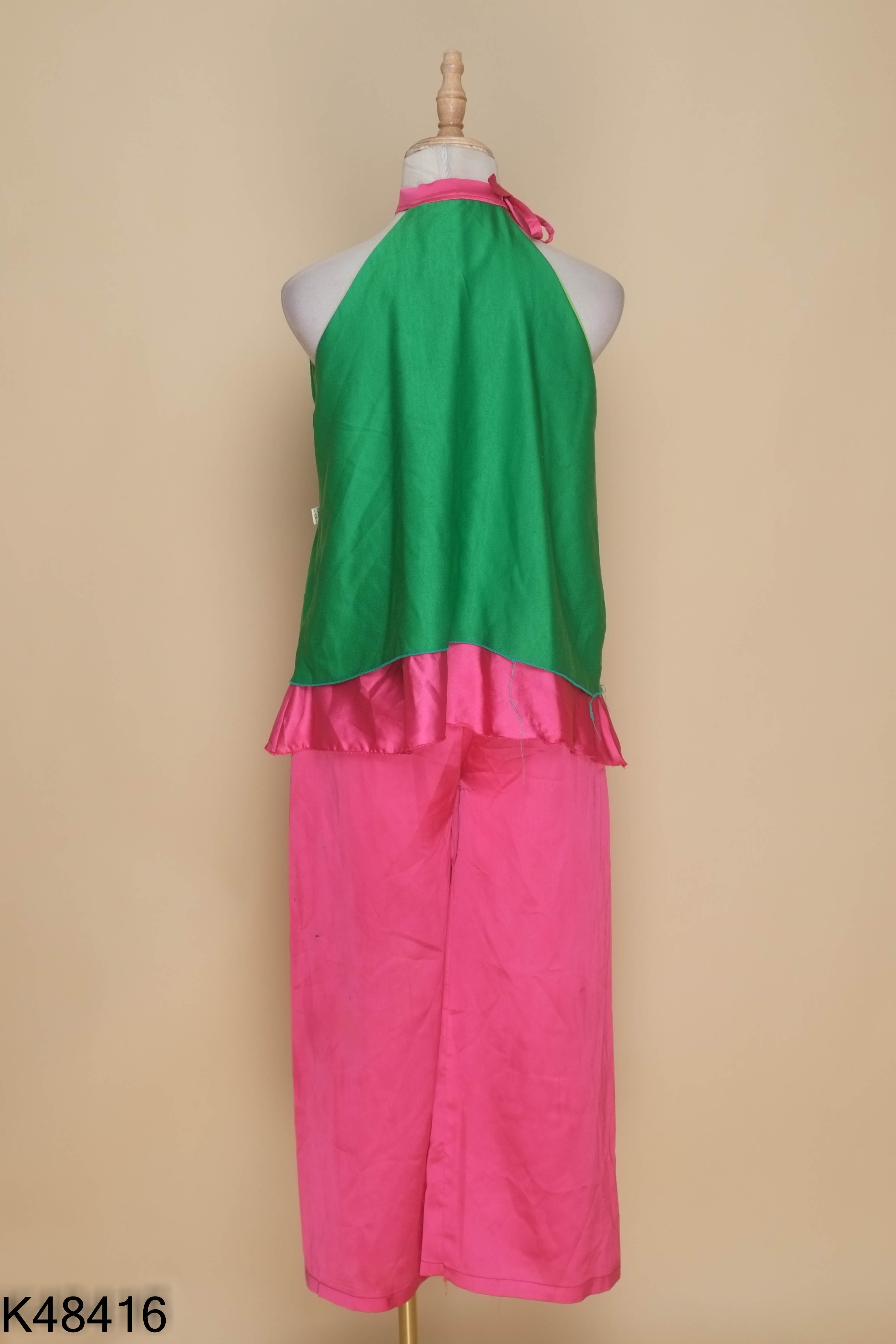 Set Áo yếm xanh in hình + quần hồng KIDS