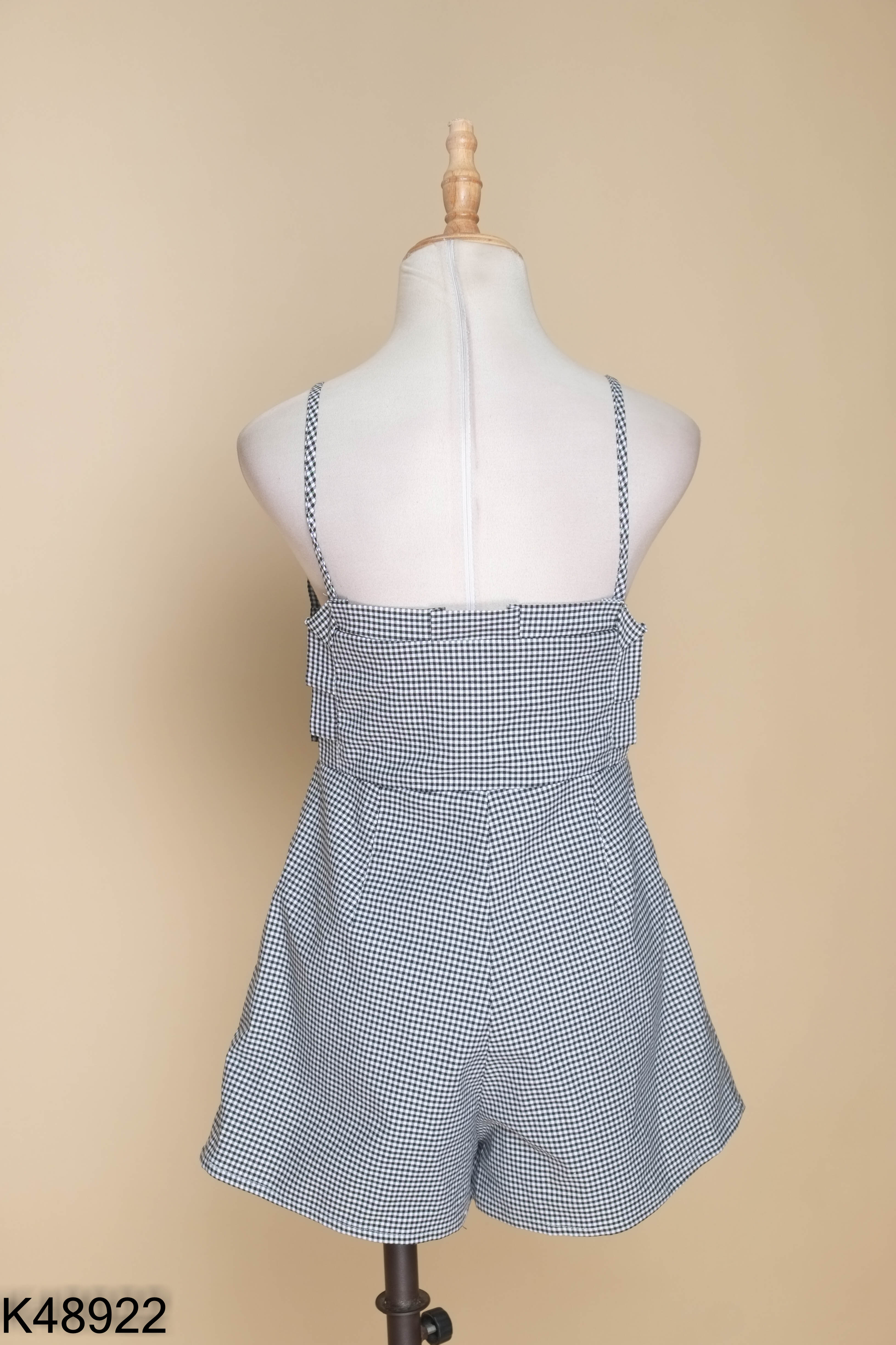 Jumpsuits hai dây DOTTIE đen kẻ caro