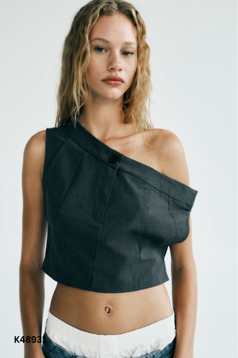 Áo xám ZARA lệch vai