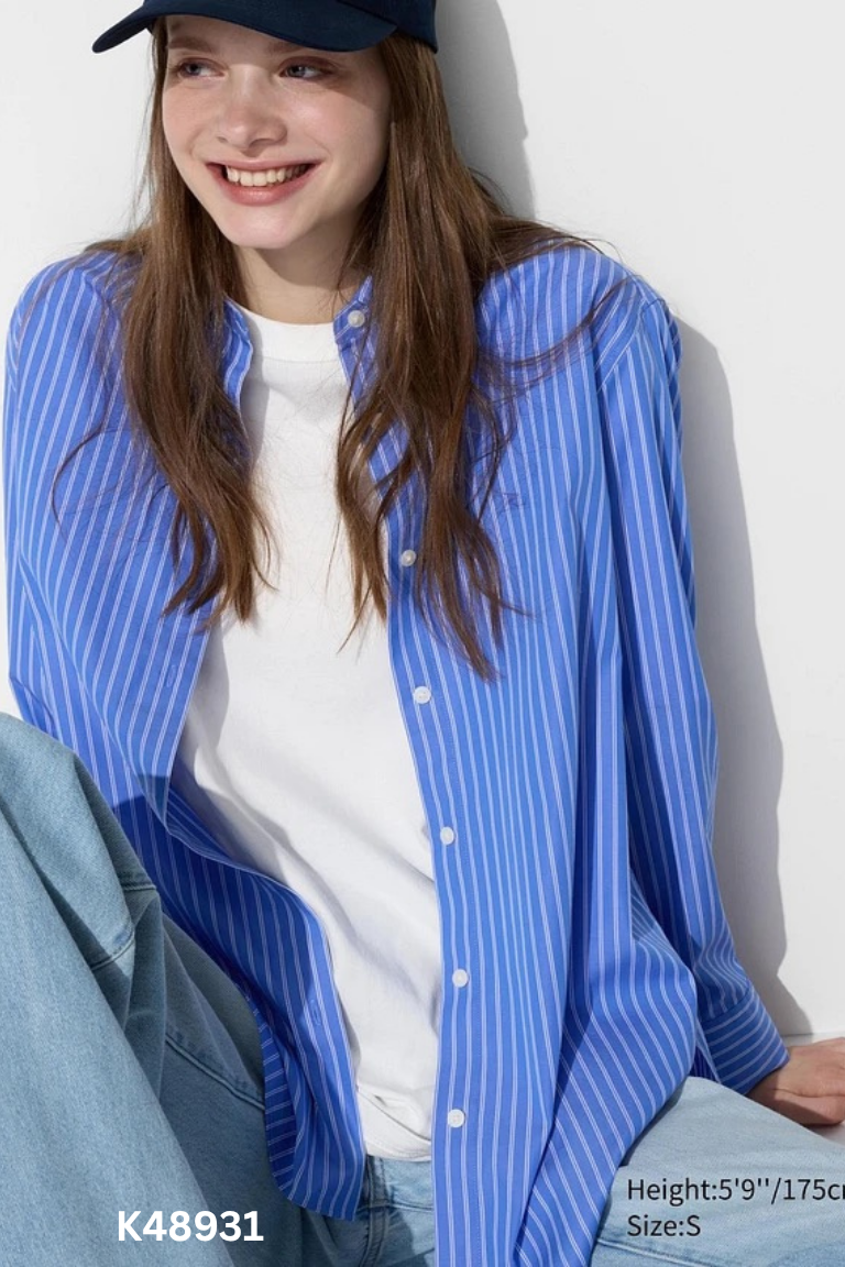 Áo sơ mi UNIQLO xanh sọc