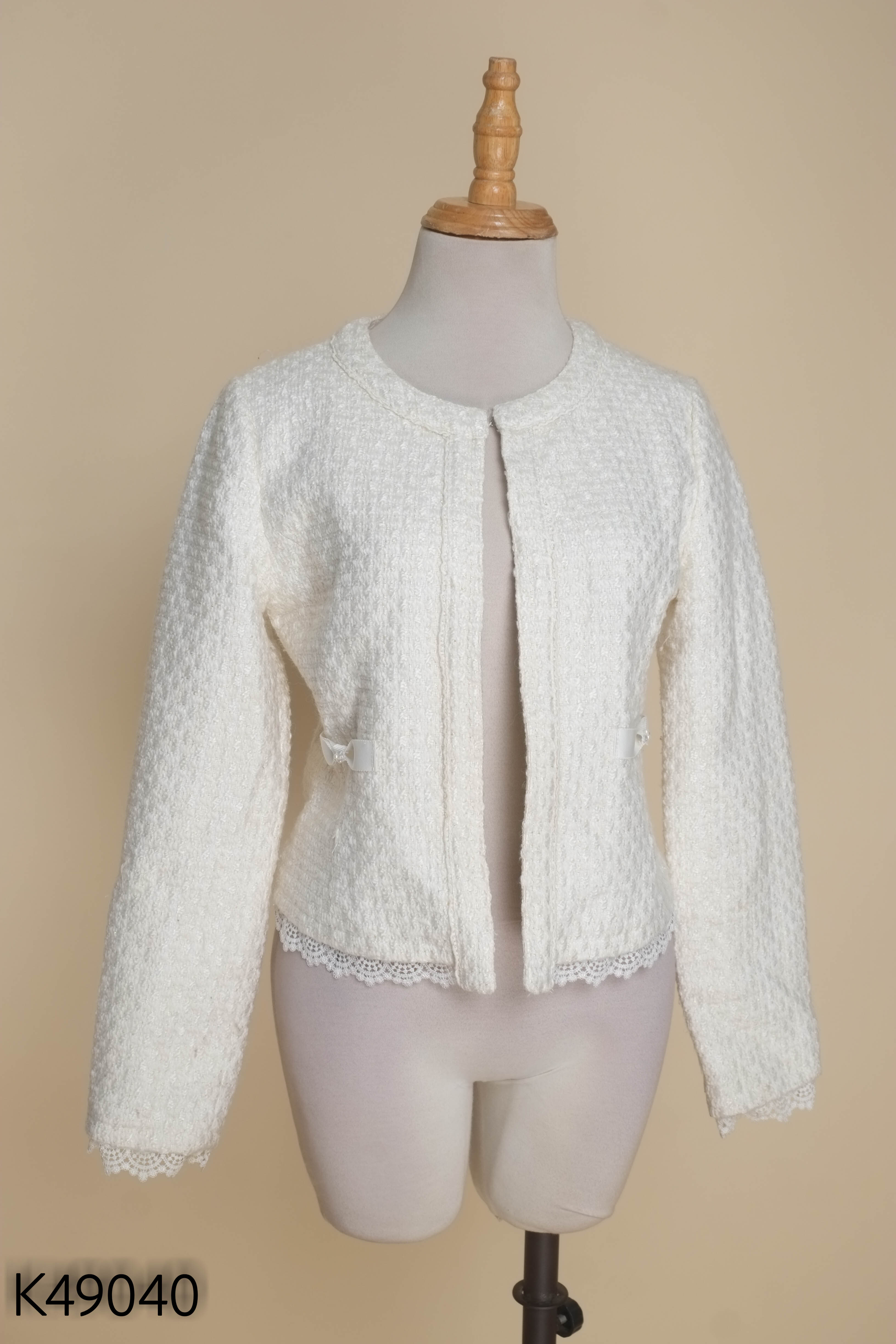 Áo tweed len be phối ren mặc 2 kiểu