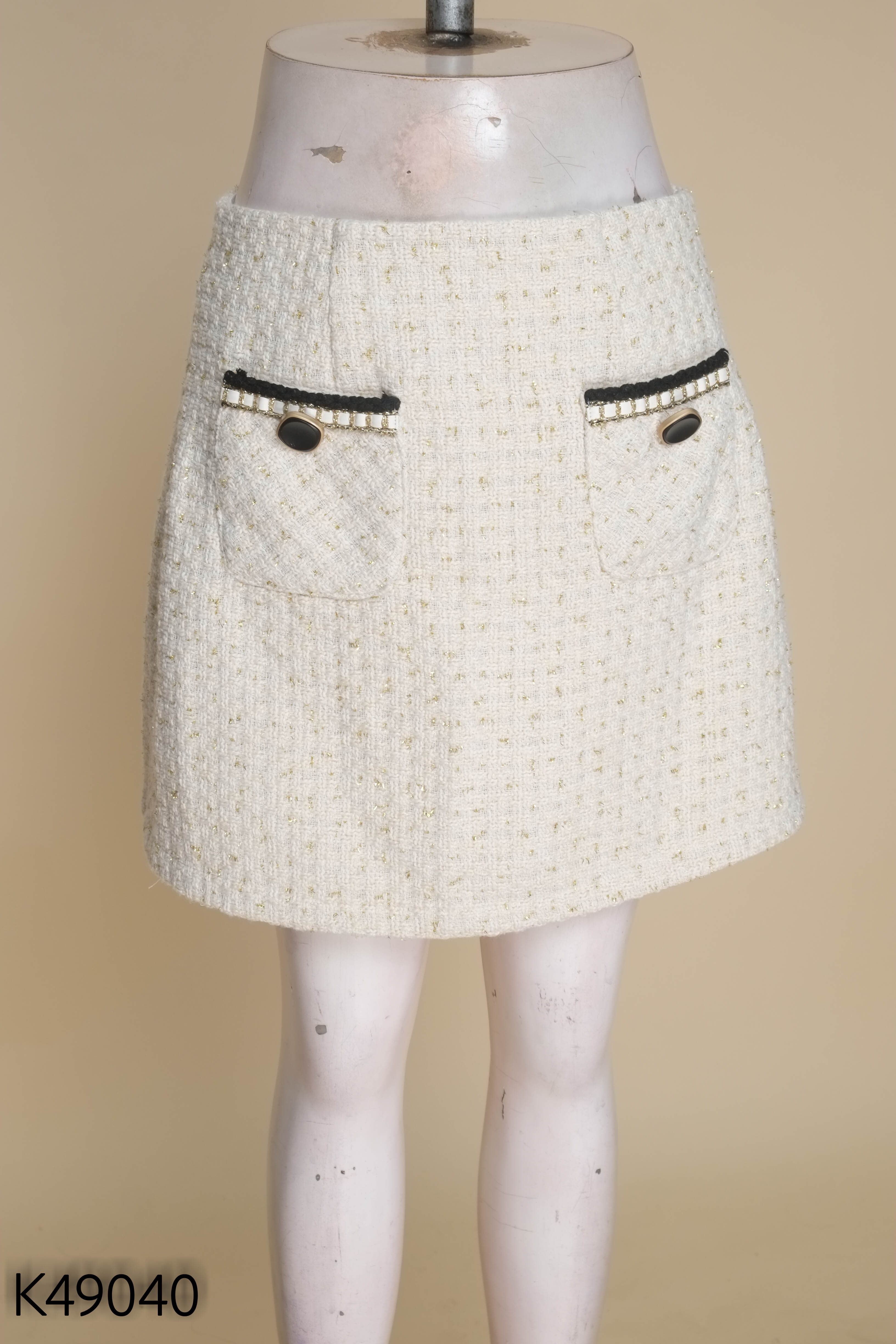 Chân váy tweed len be VIET HOANG BICH phối sequin