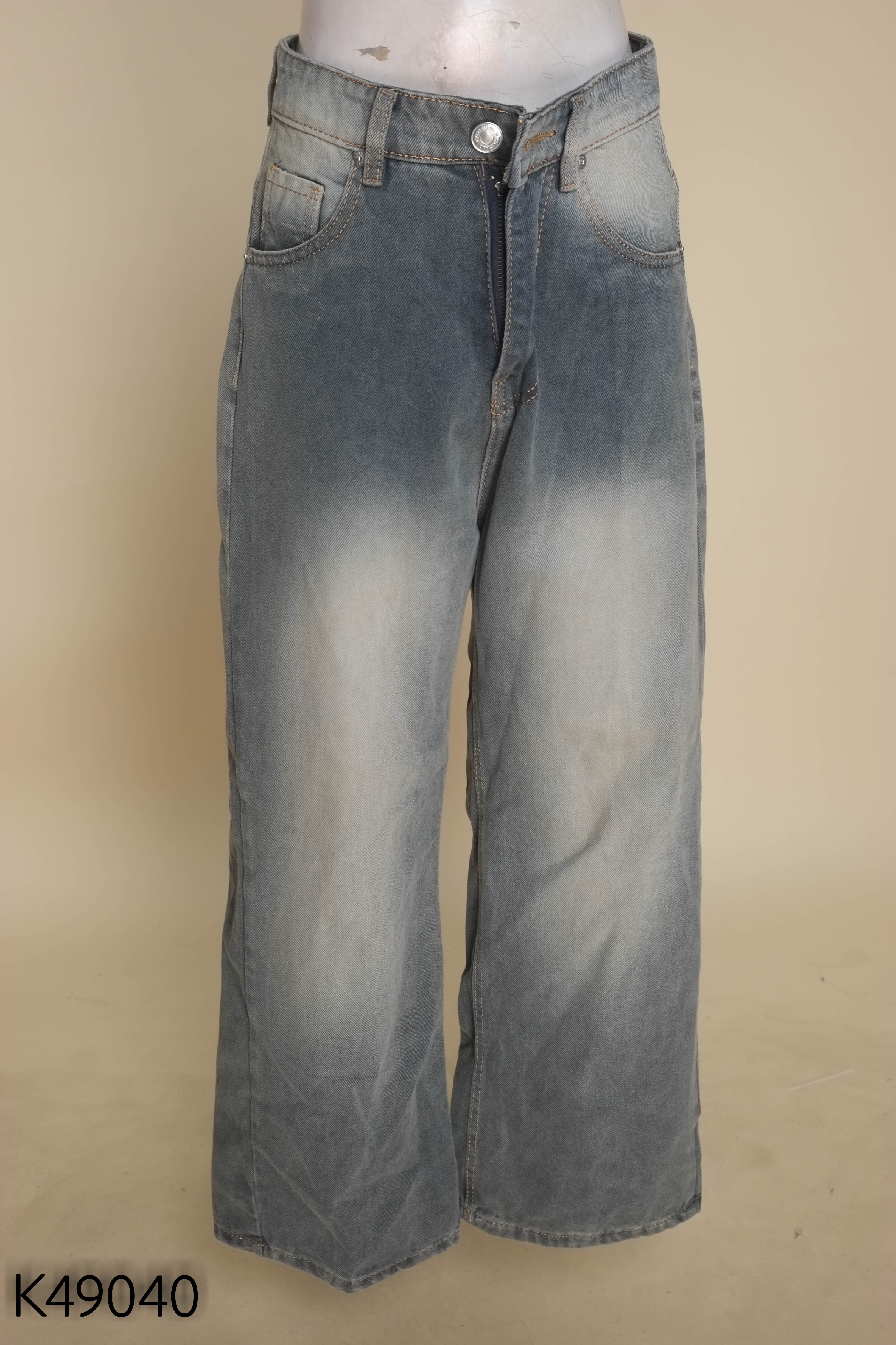 Quần jeans xanh xám WHOSE trơn rộng ống