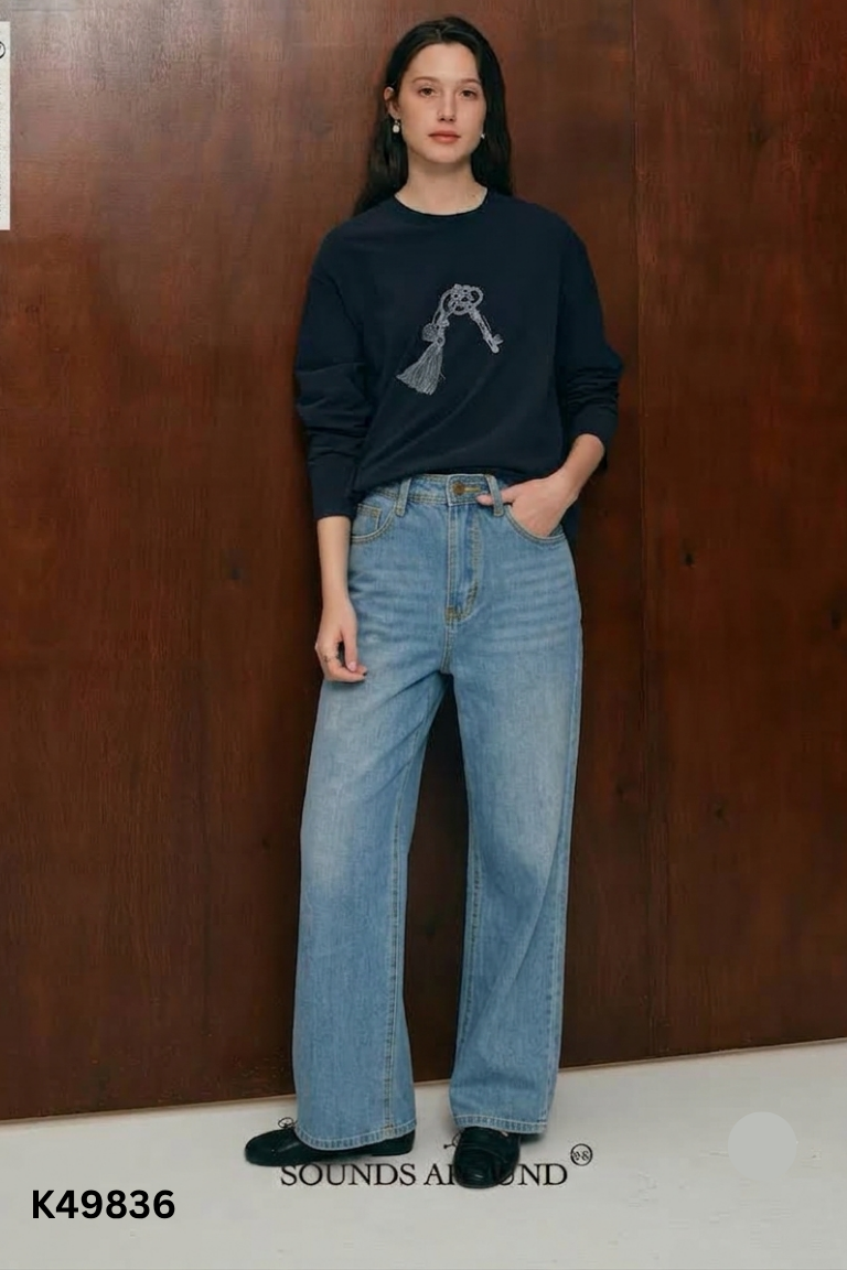 Quần jeans KITTIN xanh trơn