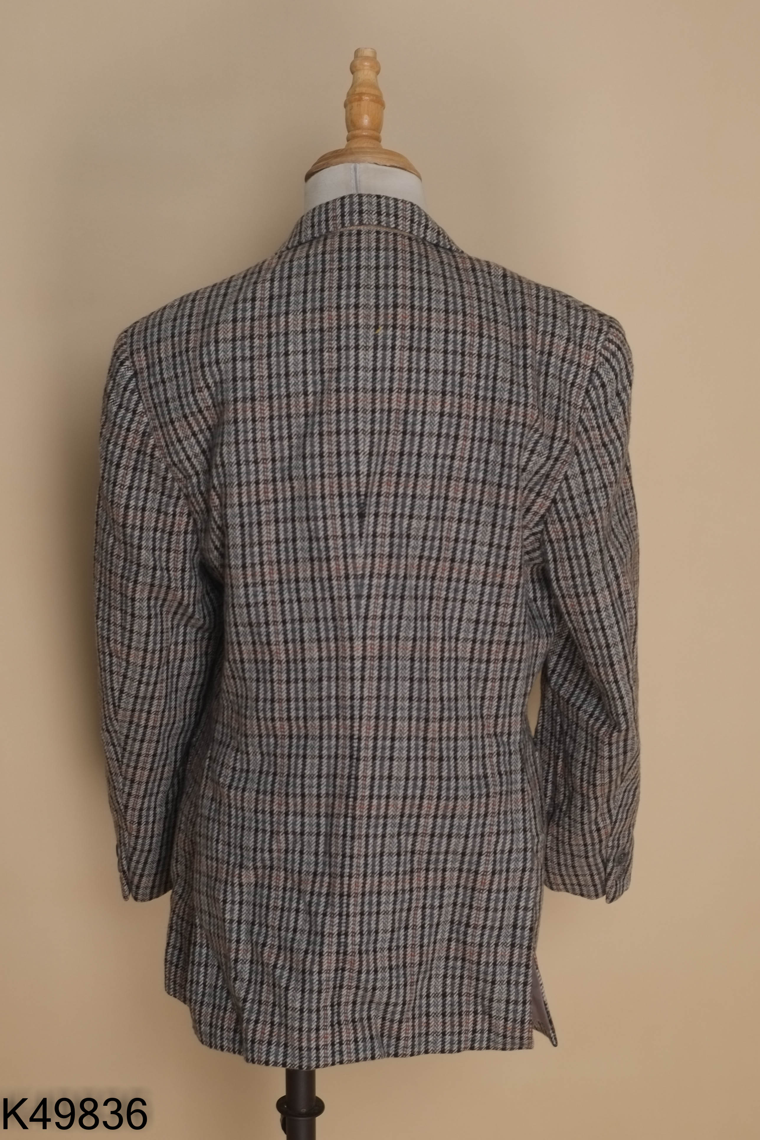 Áo blazer dạ xám kẻ