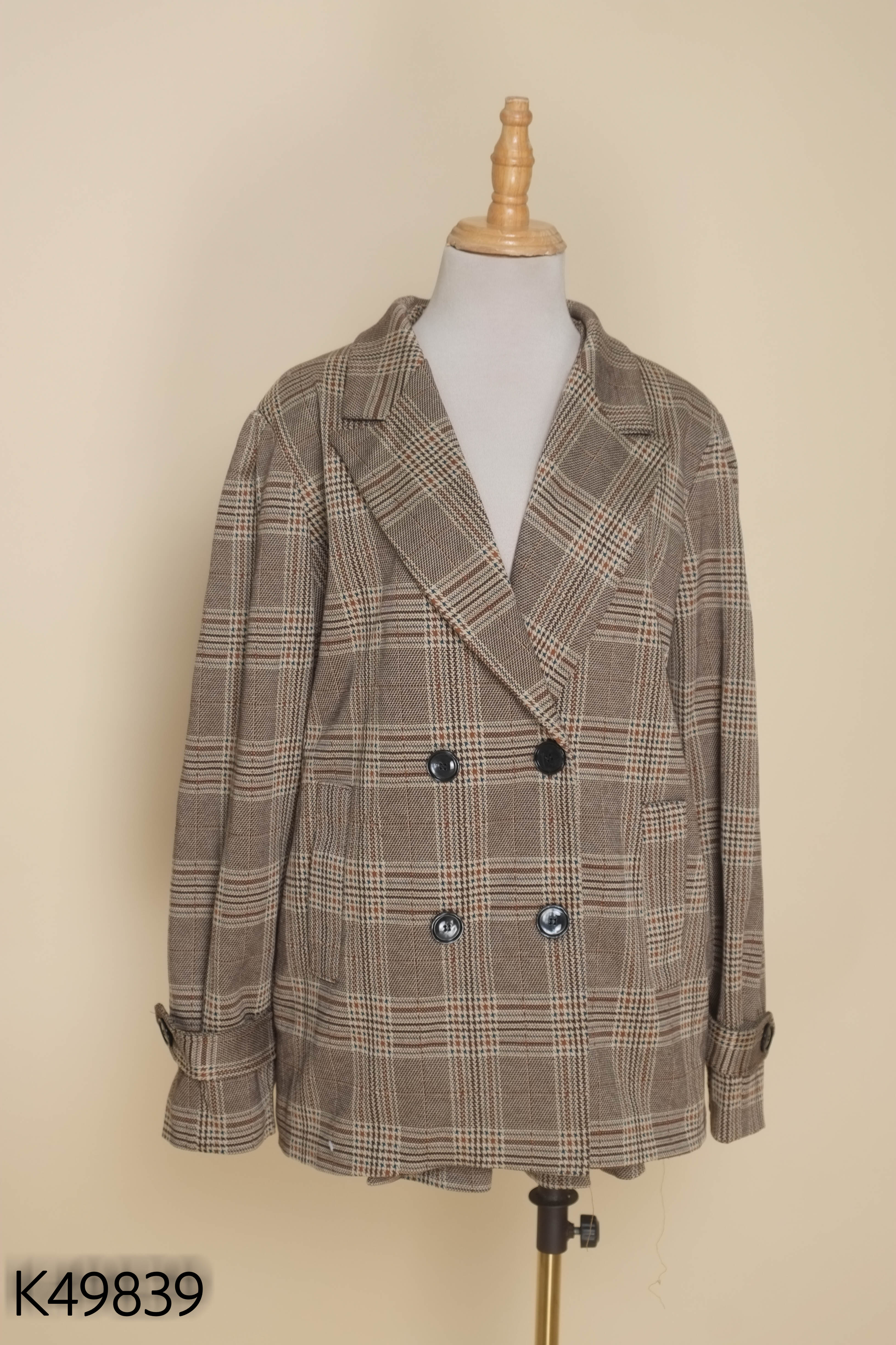 SET Áo blazer + chân váy nâu caro