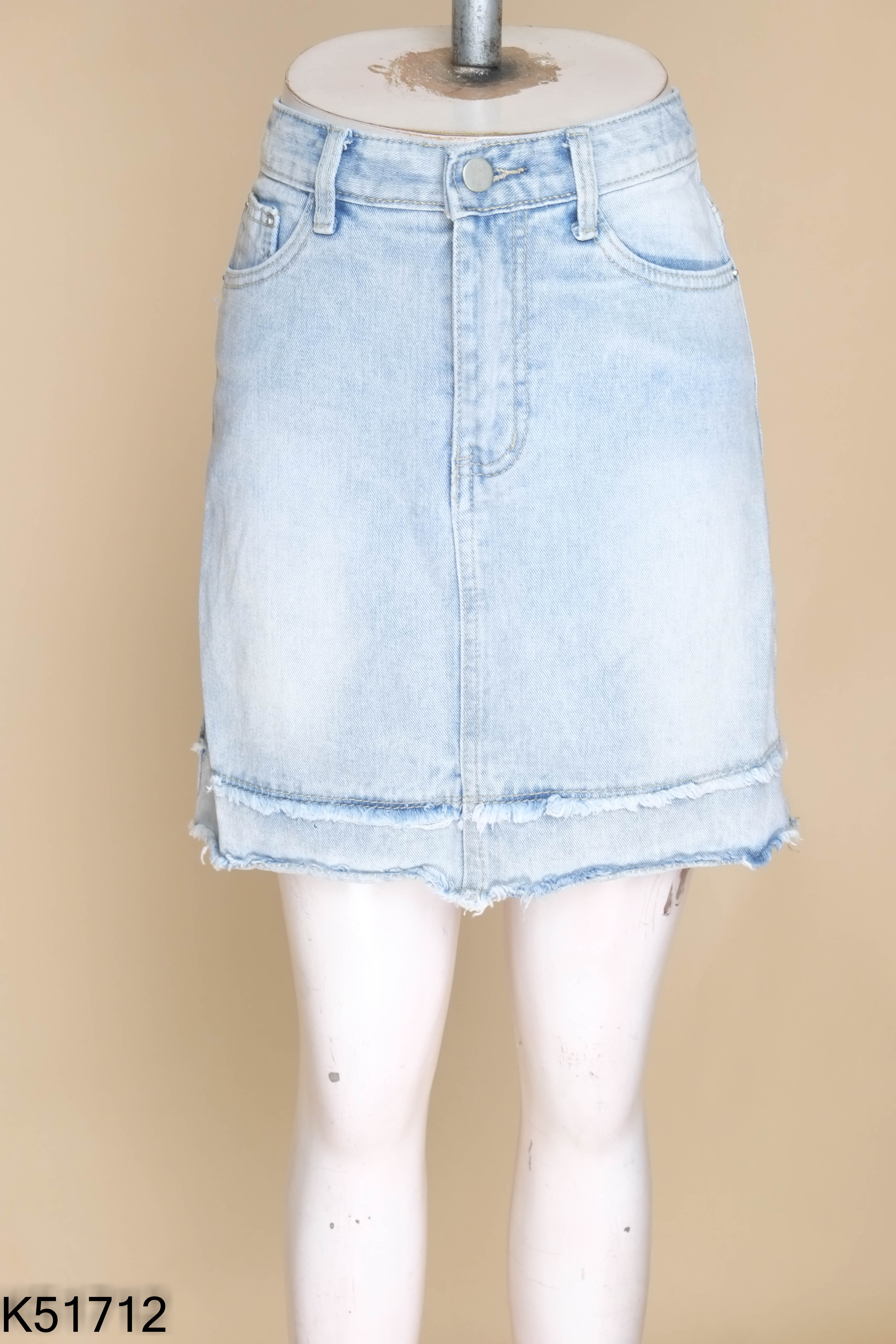 Chân váy jeans xanh trơn
