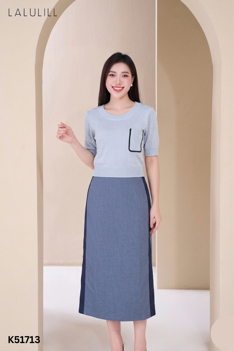 Set váy xanh dài