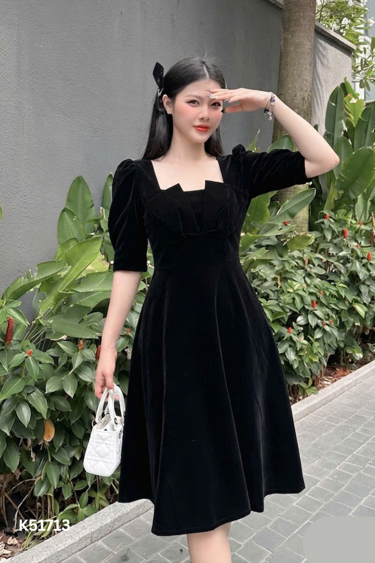 Váy nhung đen H.LYNN
