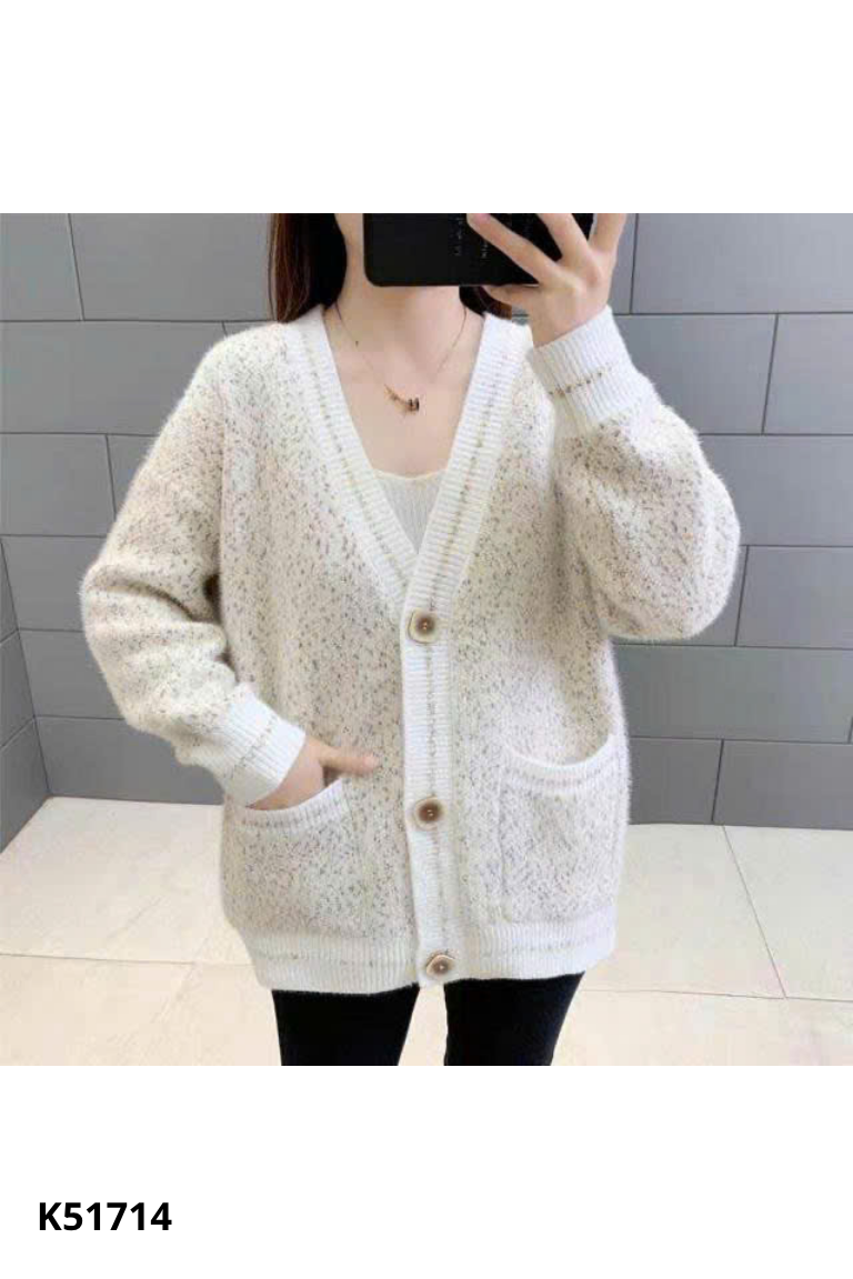 Áo cardigans be viền trắng