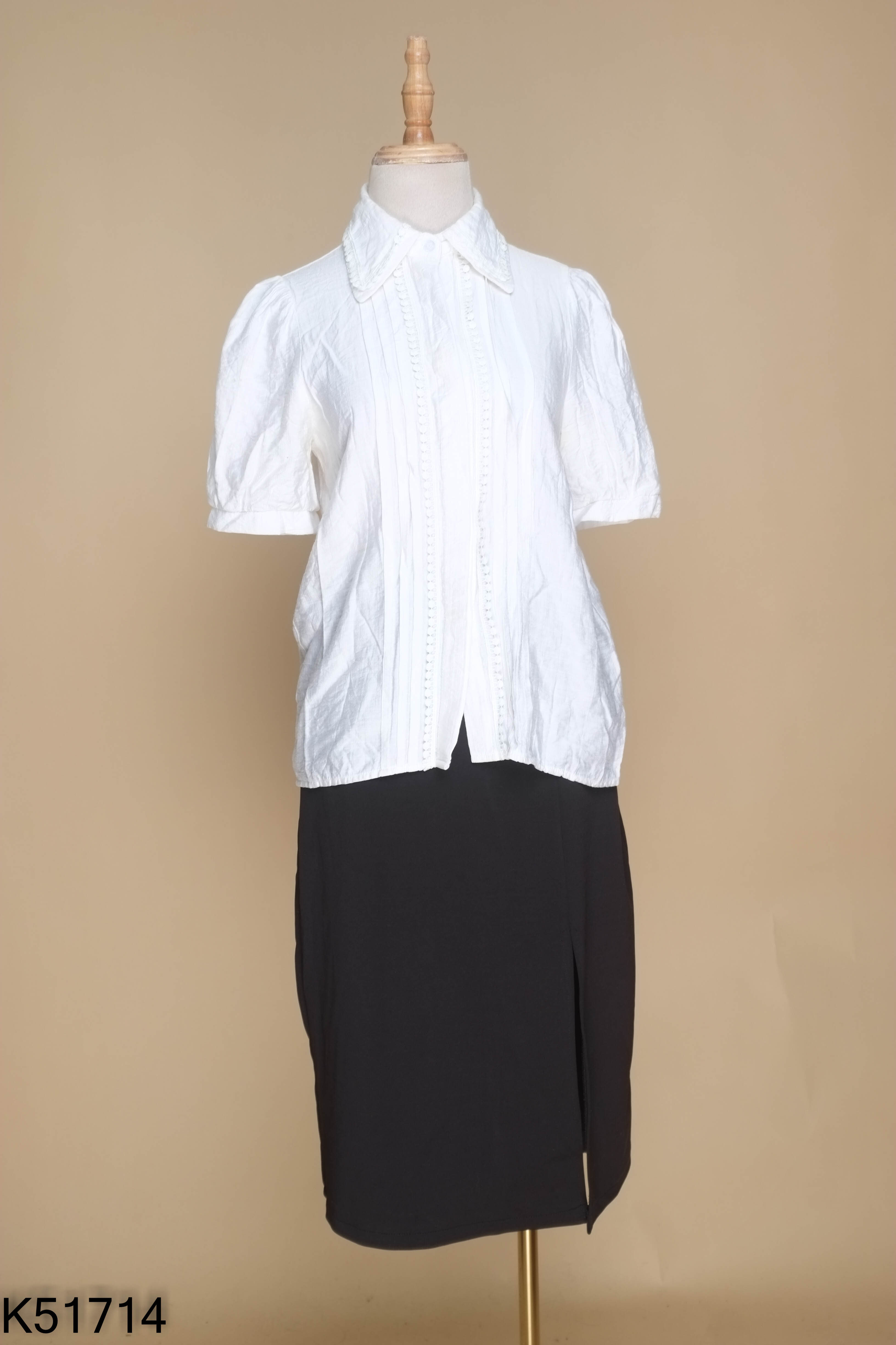 SET áo sơ mi trắng+chân váy đen