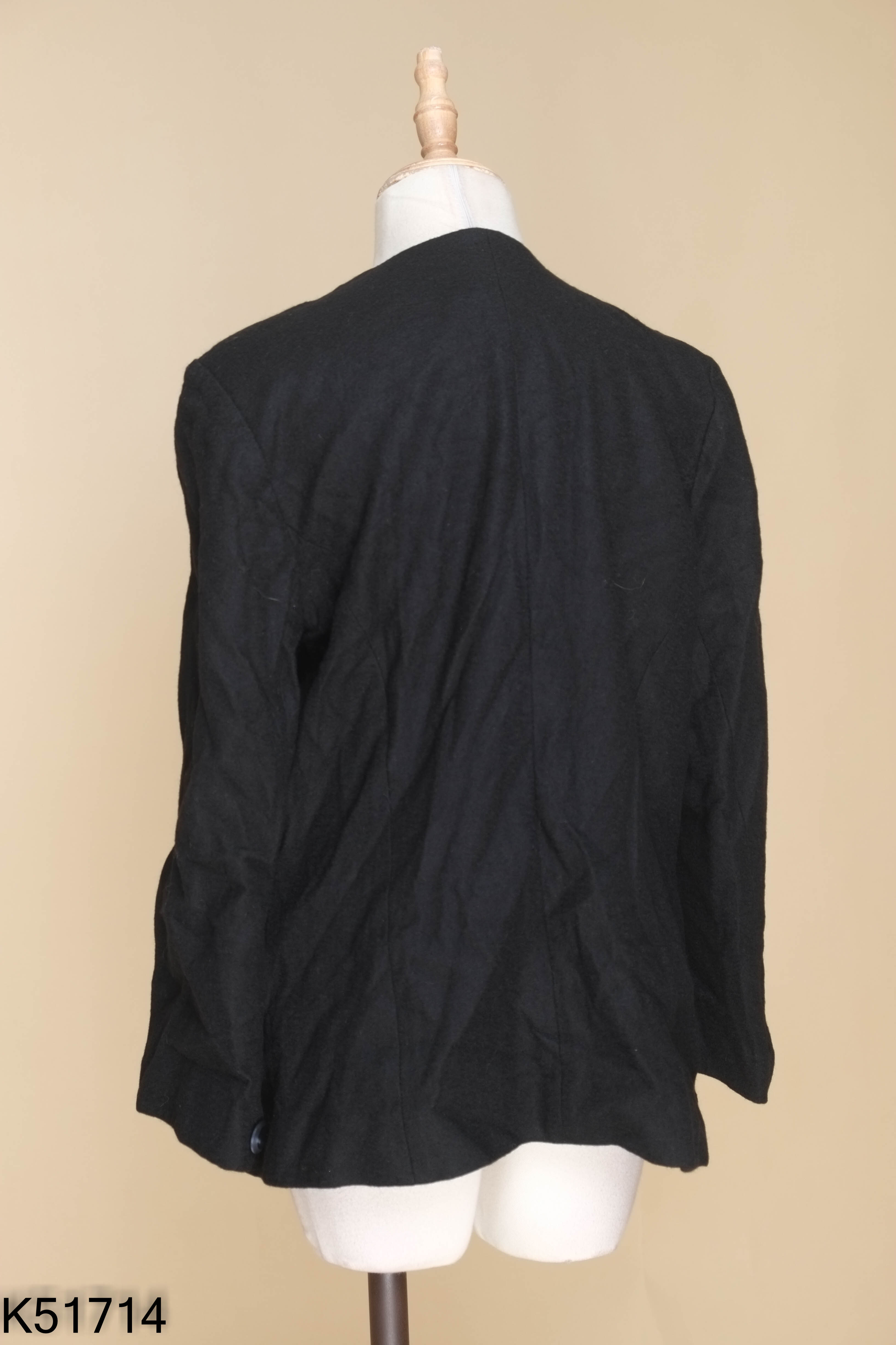 Áo khoác vest dạ đen trơn