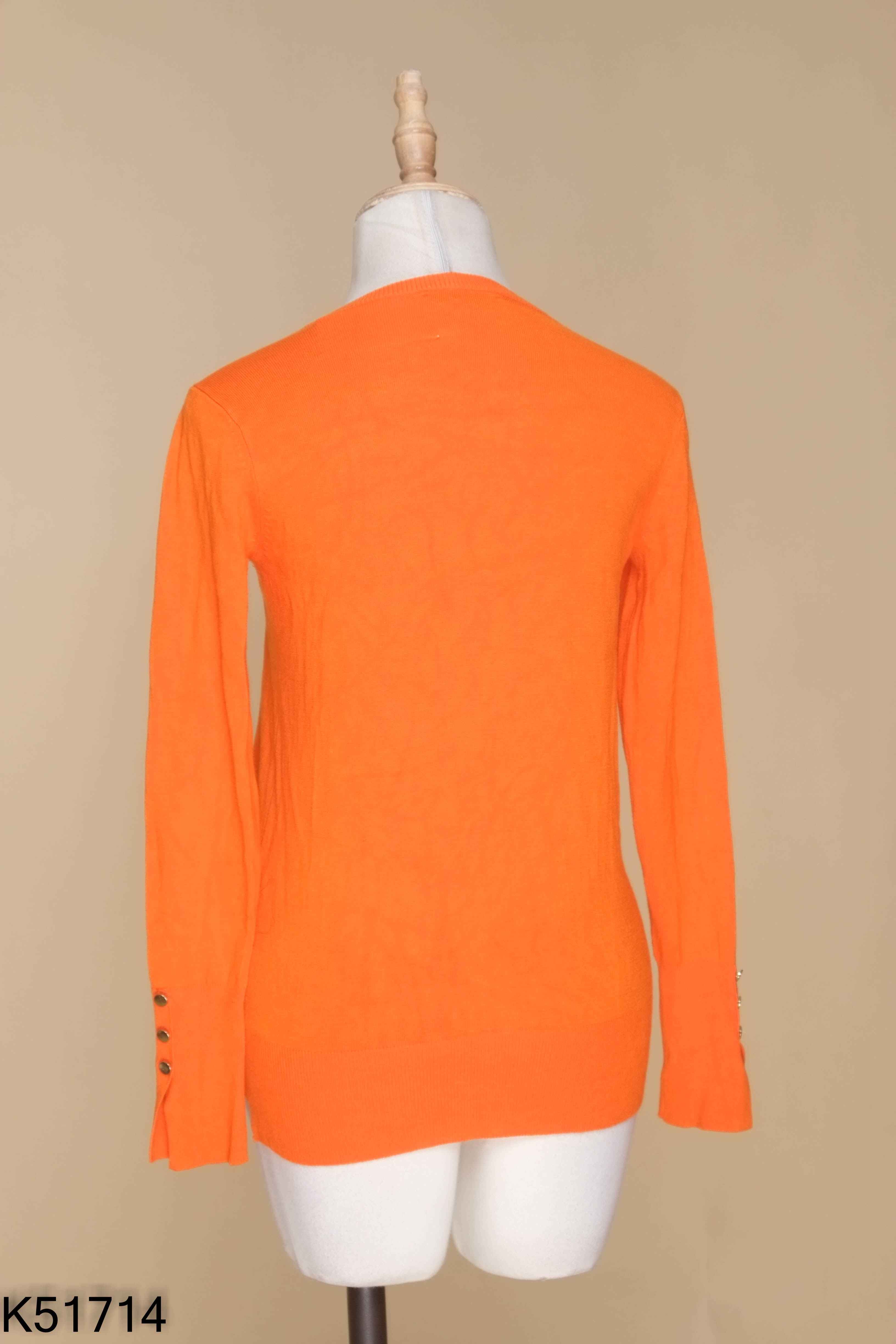 Áo len cardigan cam trơn