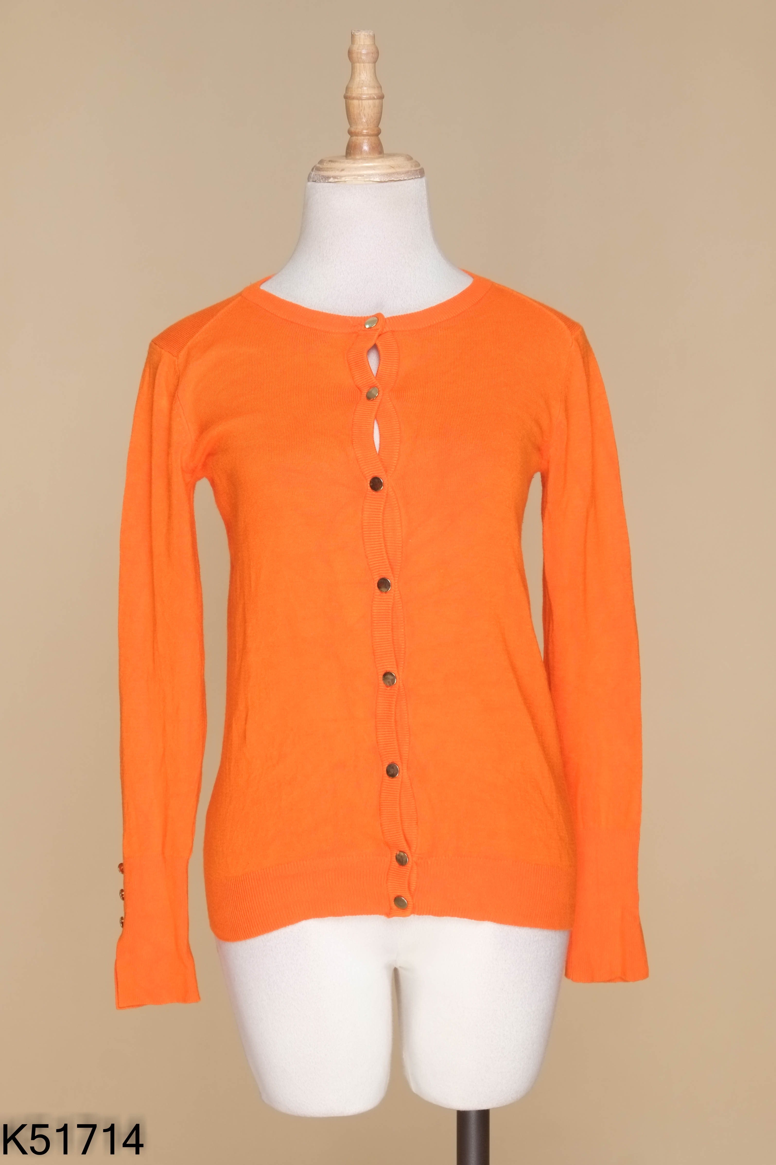 Áo len cardigan cam trơn