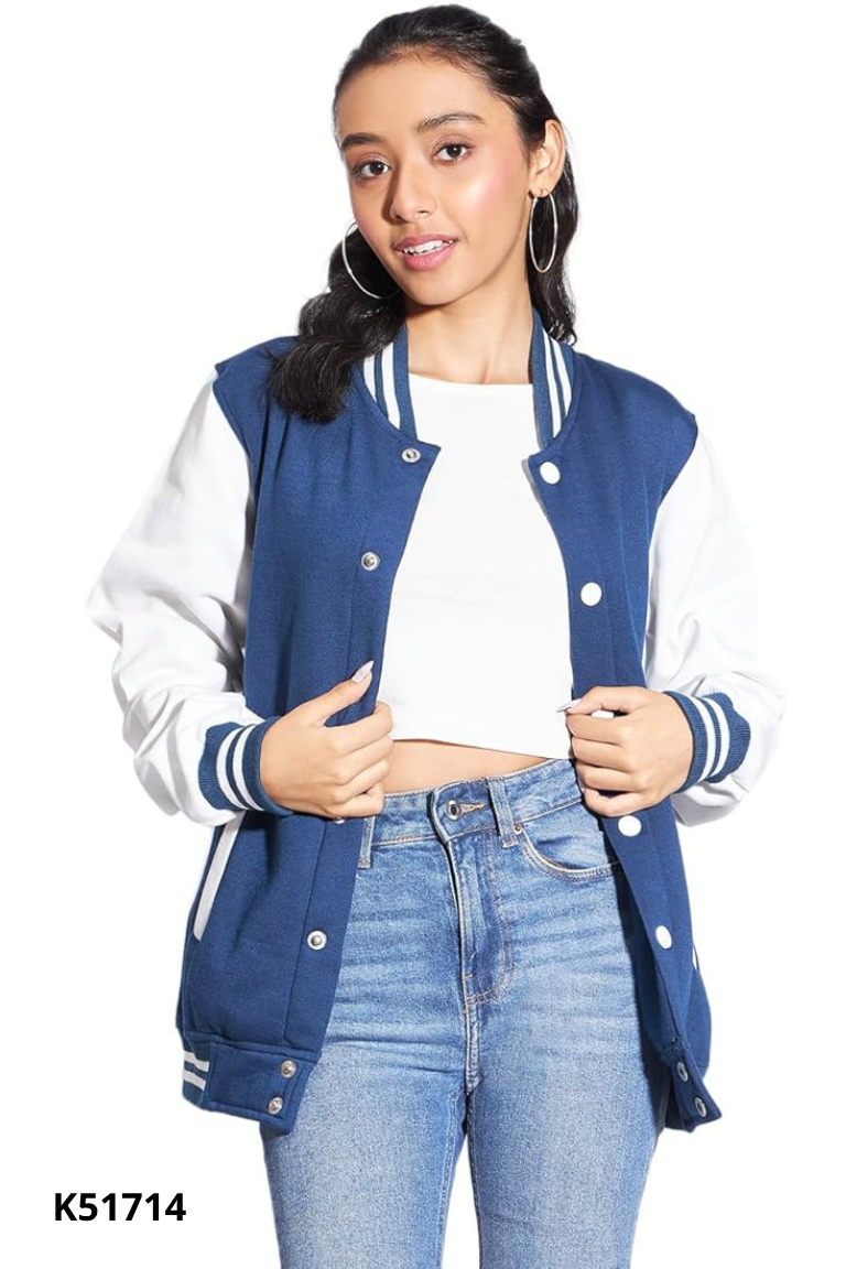 Áo khoác jeans bombers xanh kem