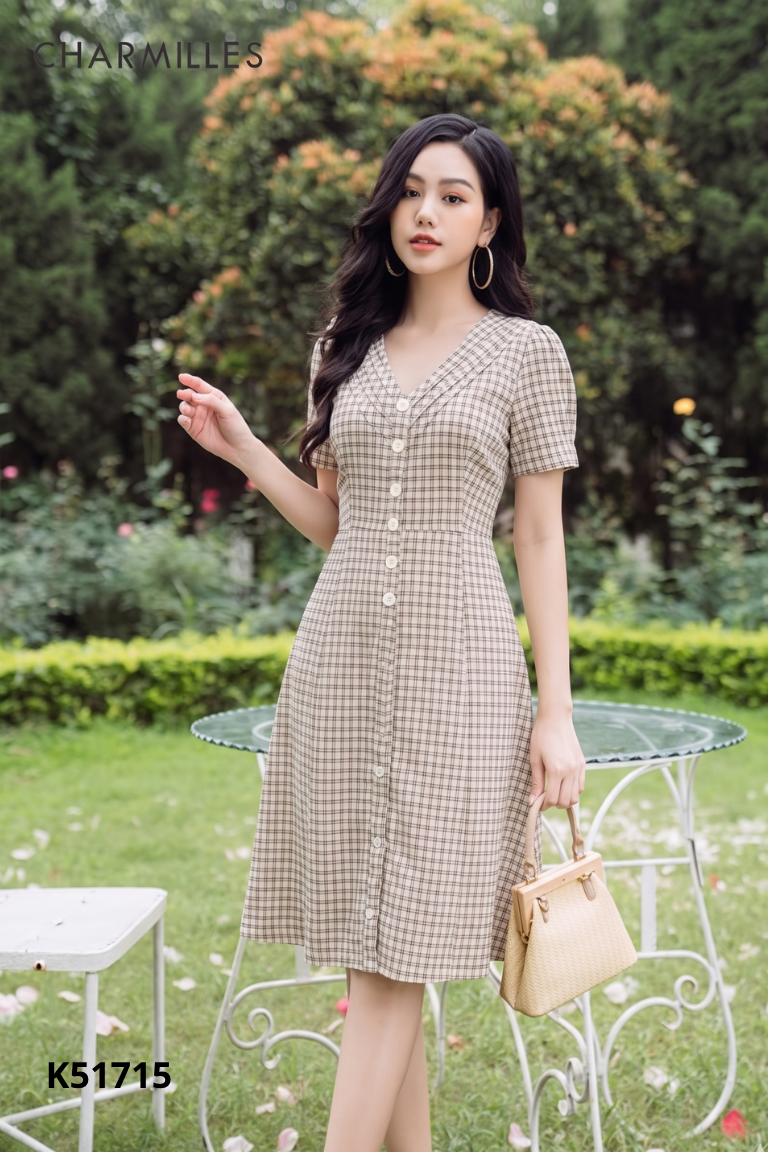 Váy be kẻ cổ tim SAKURA