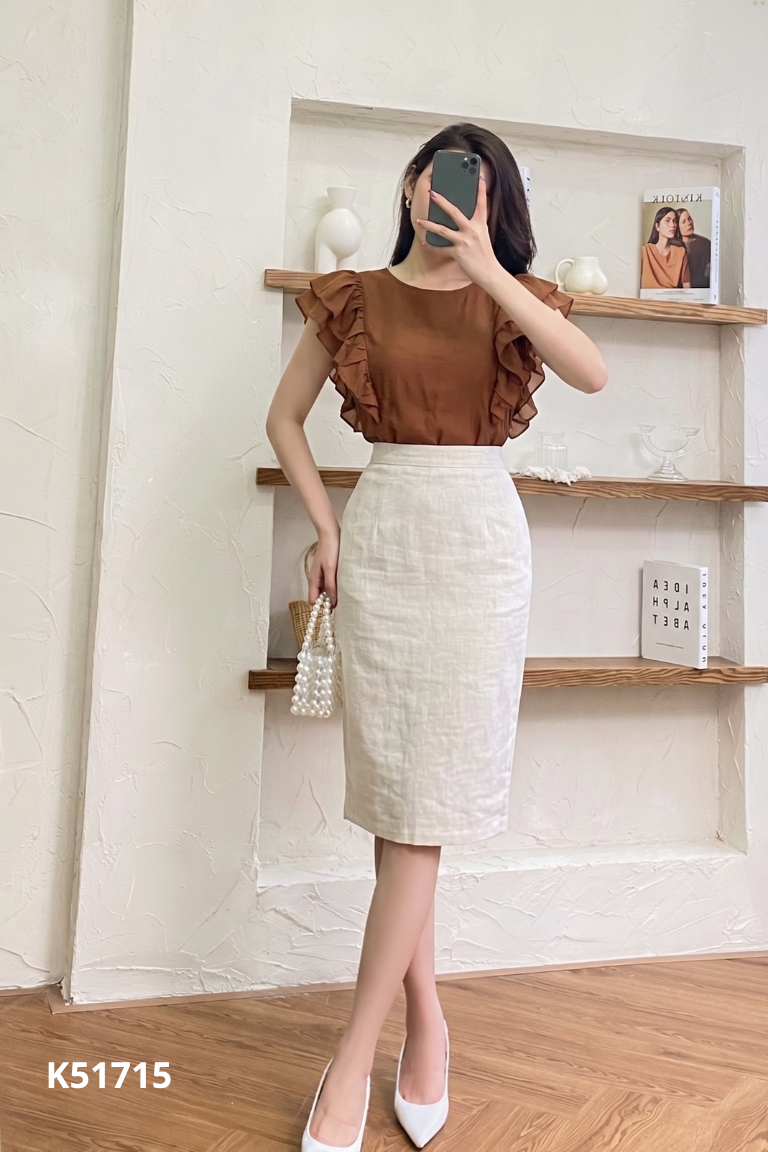 Set bộ nâu+váy dài xẻ
