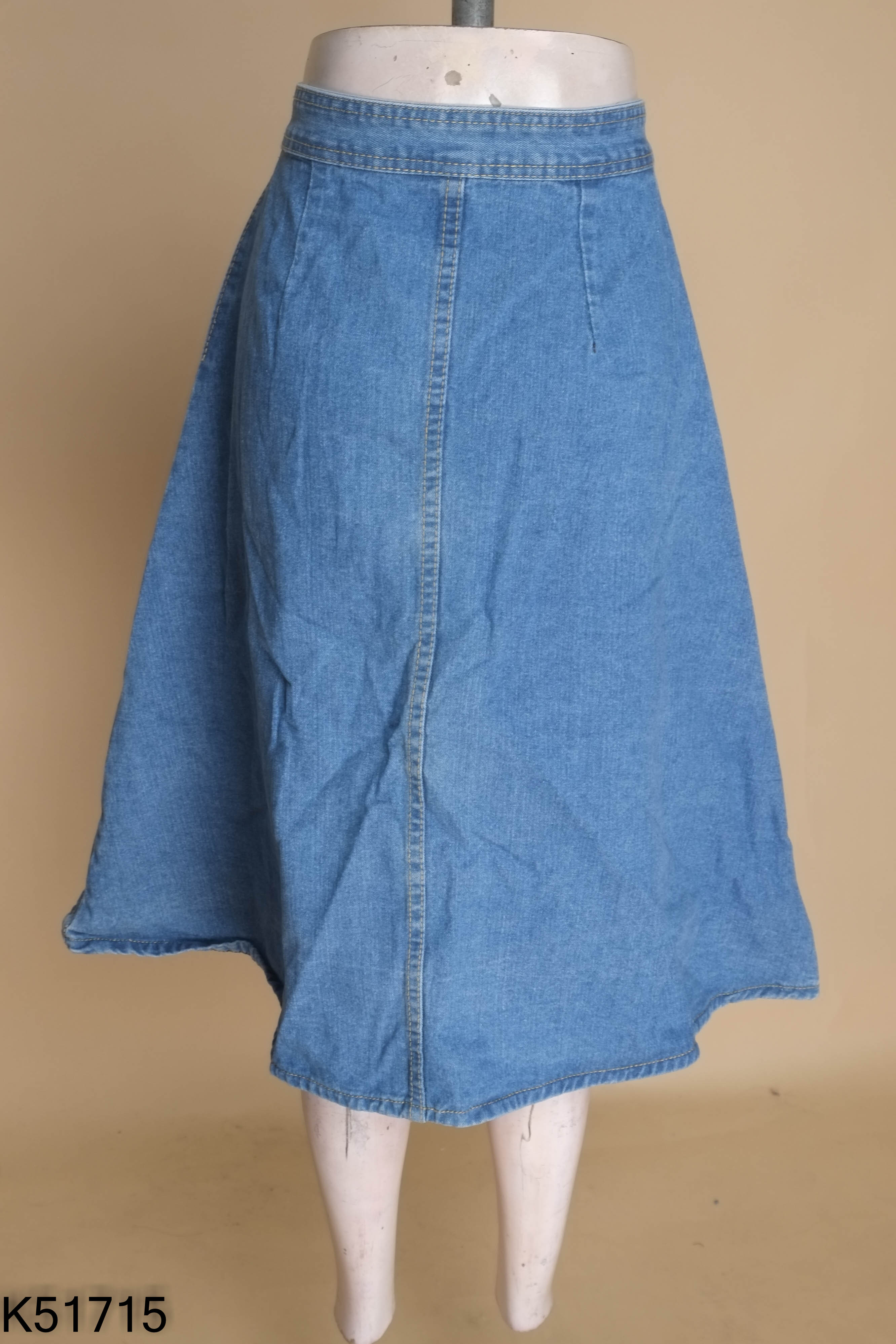 Váy jeans xanh dài