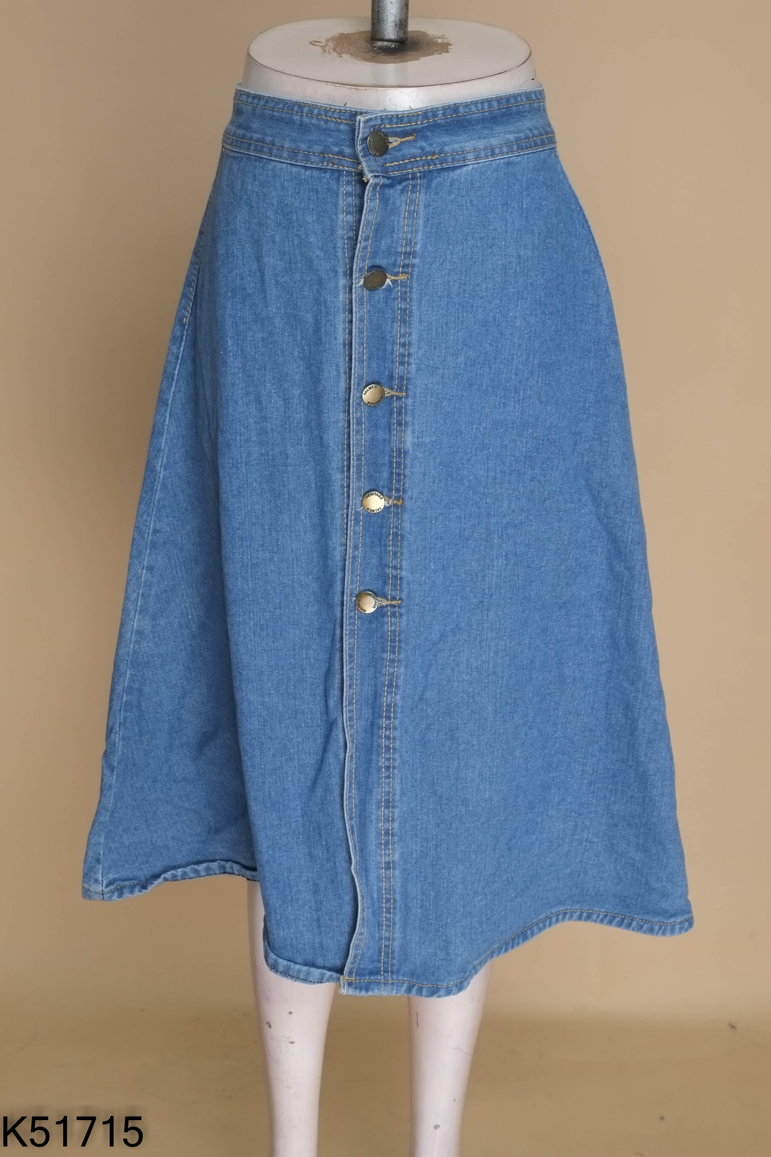 Váy jeans xanh dài