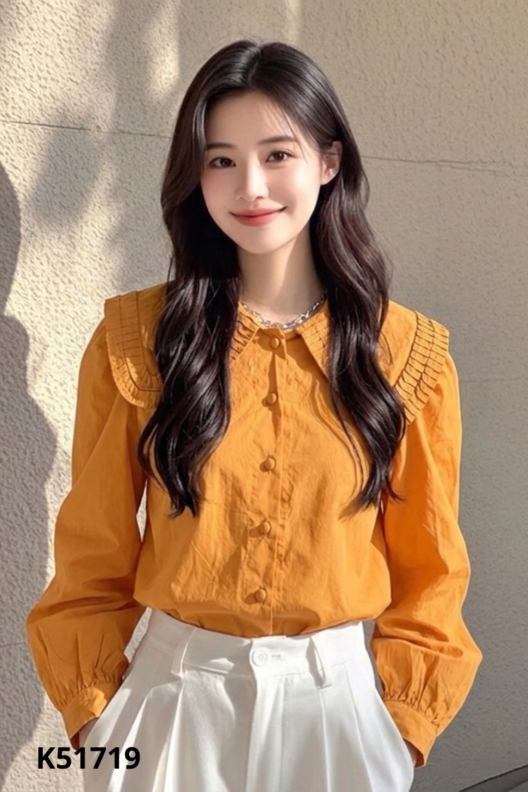 Áo sơ mi cam cổ bèo