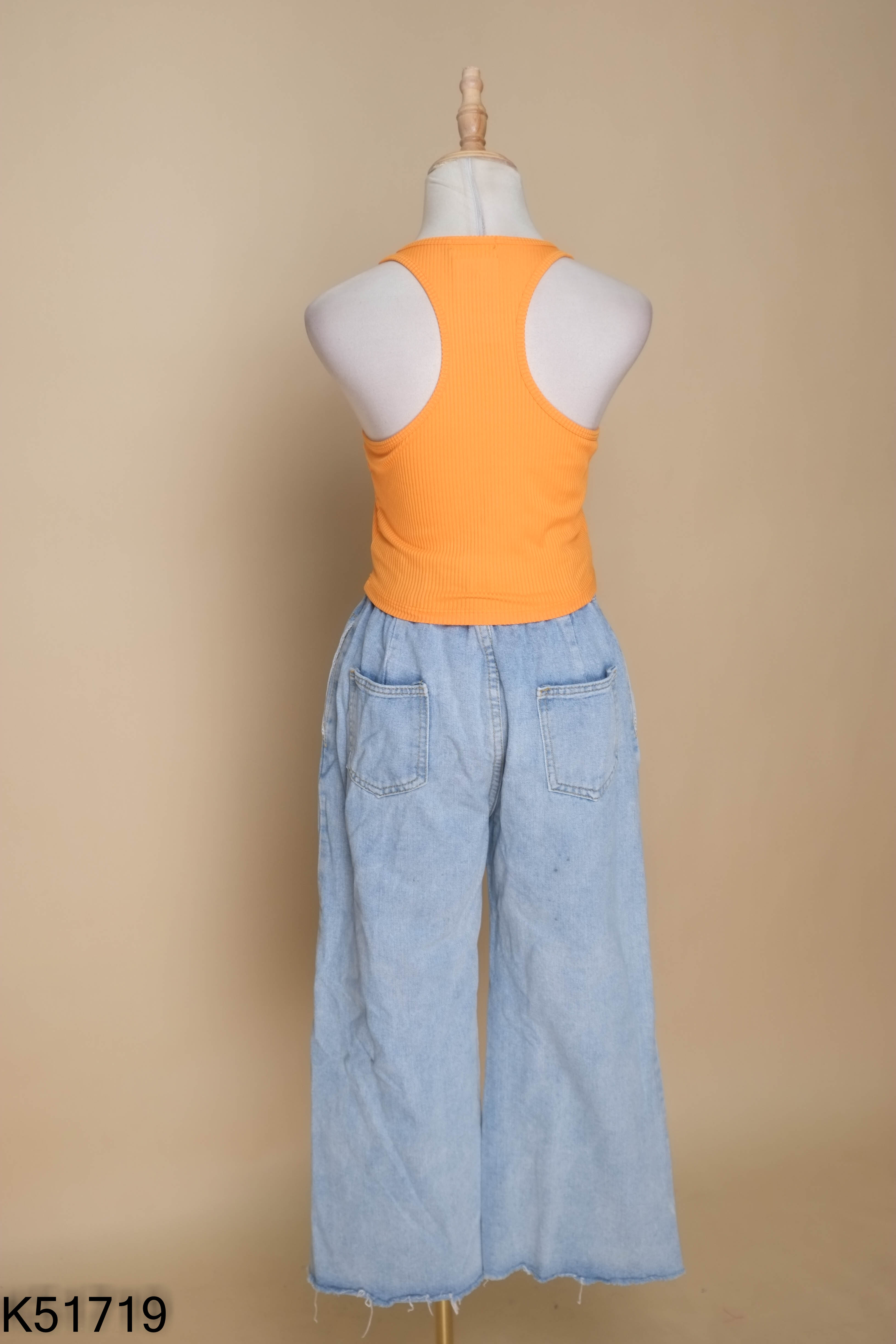 Set LSEOUL ba lỗ cam+quần jeans