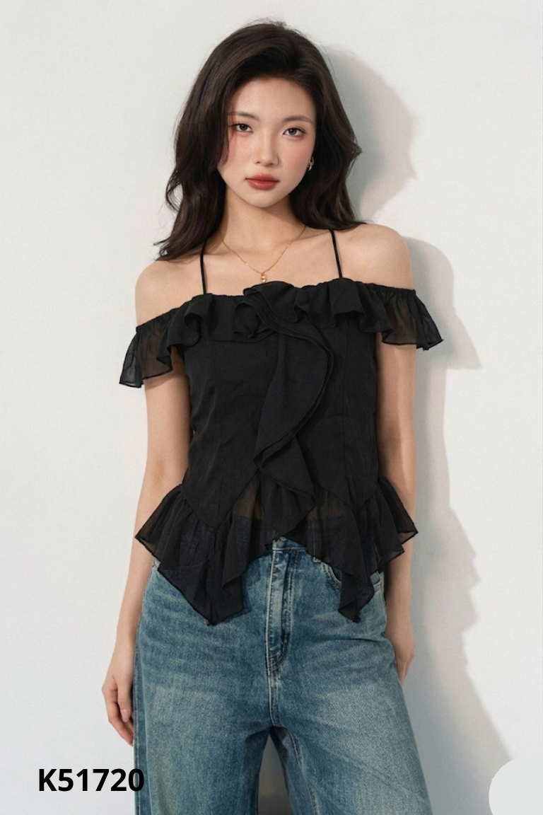 Áo kiểu voan đen