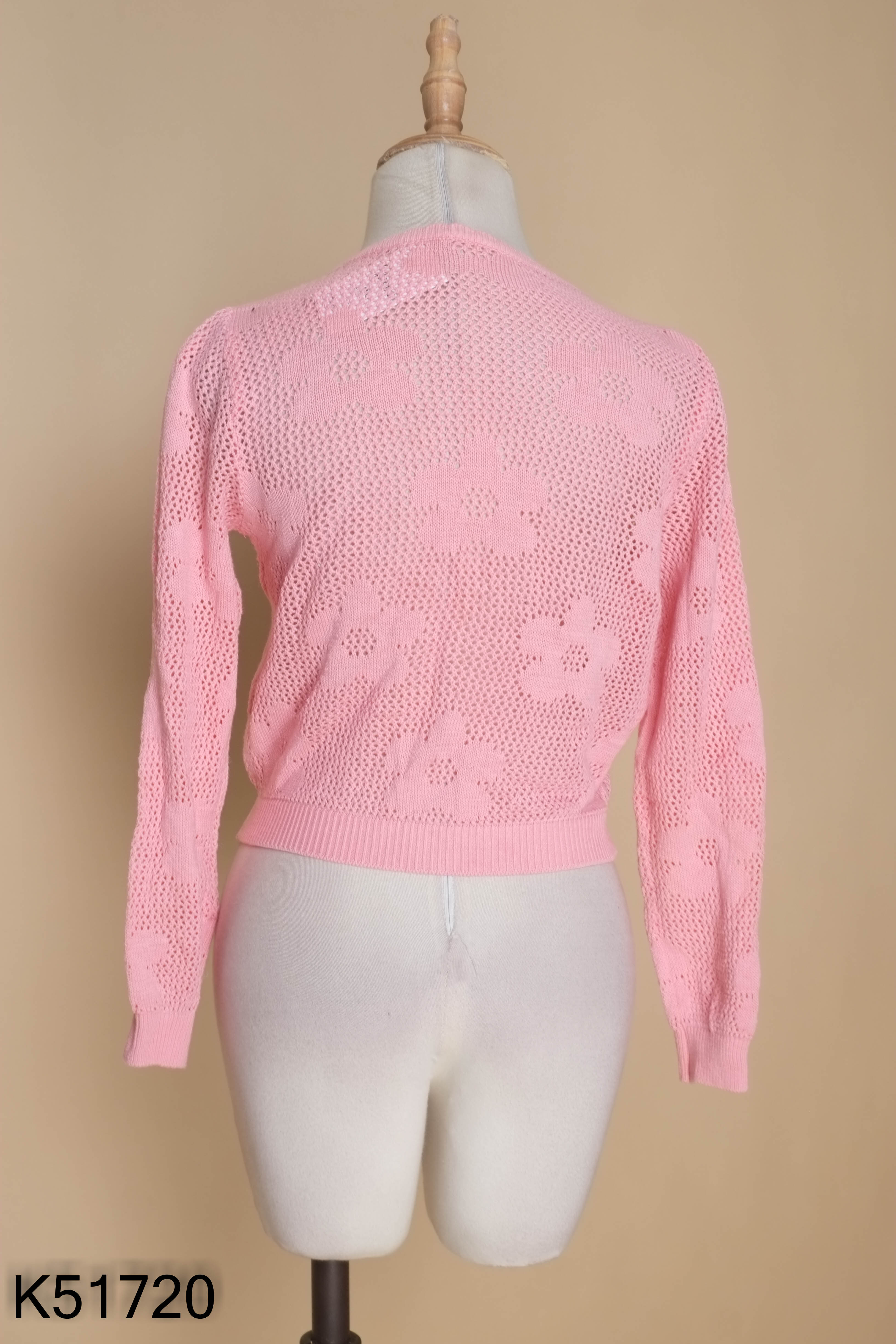 Áo cardigans hồng dáng ngắn