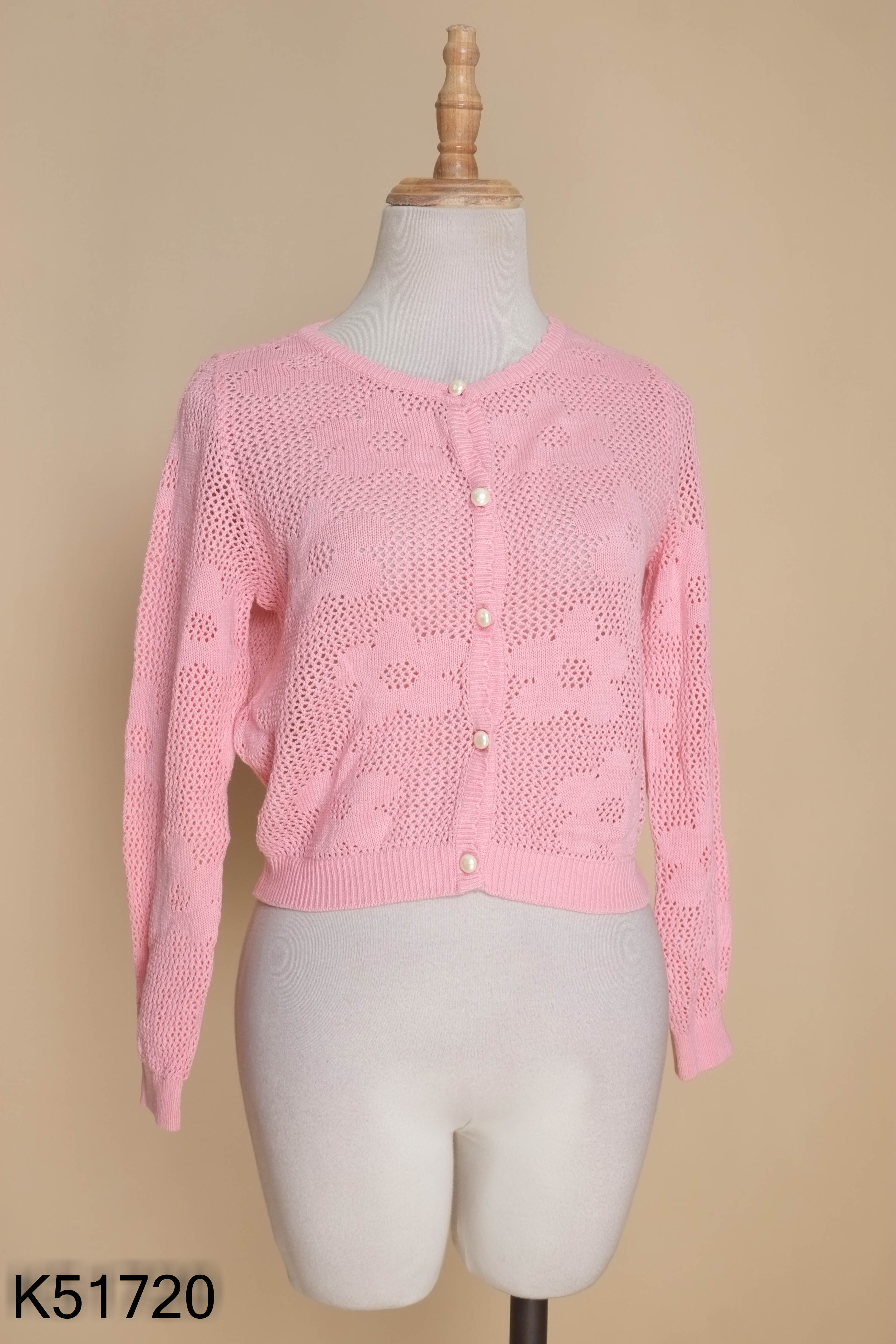 Áo cardigans hồng dáng ngắn