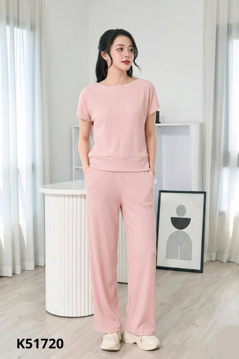 SET áo thun gân hồng+ quần