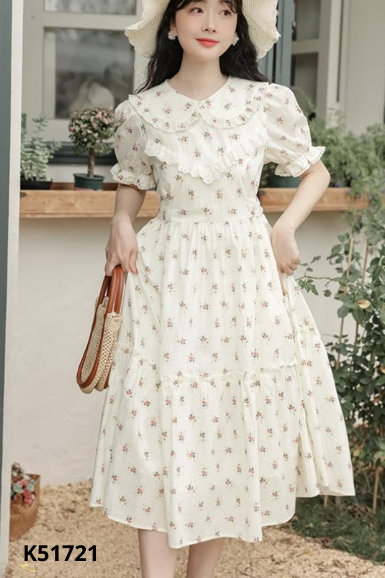 Váy be hoa nhí cổ bèo
