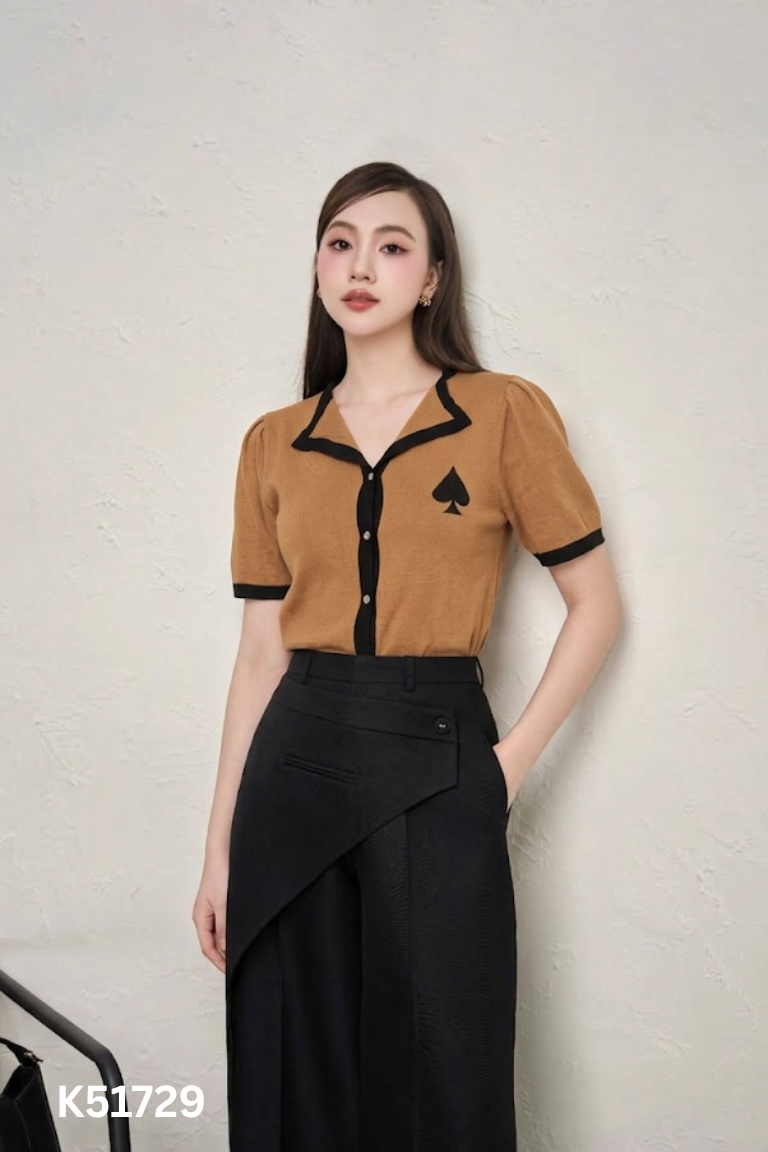 Áo len HQLENS nâu viền đen