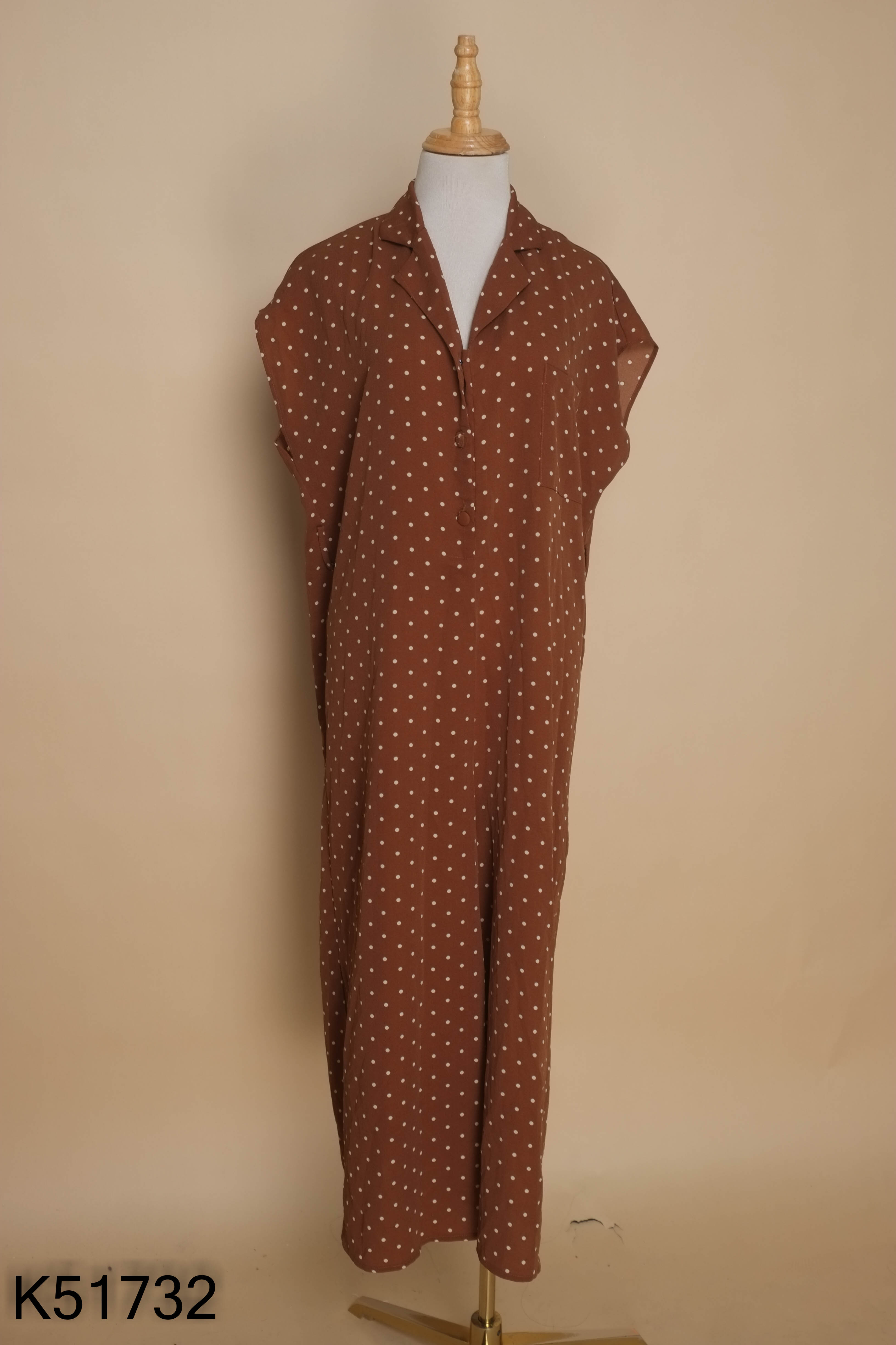 Jumpsuit nâu chấm bi